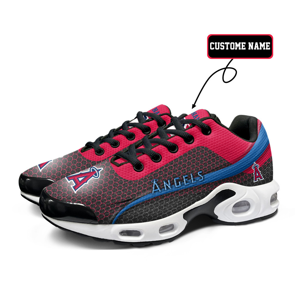 Los Angeles Angels Personalized Name Team Colors Wave Line Beehive Pattern TN Air Max Shoes Air Cushion Sneakers