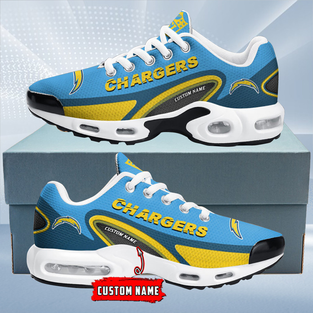 Los Angeles Chargers Personalized Name Team Logo Mix Colors Oval Line TN Air Max Shoes Air Cushion Sneakers