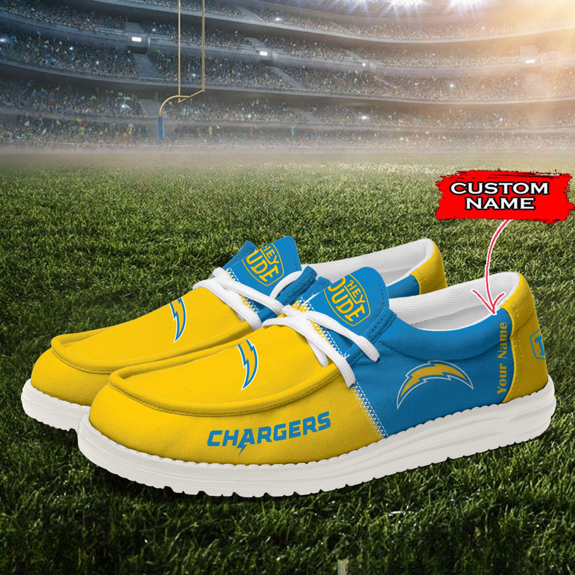 Los Angeles Chargers Personalized Your Name 32 Teams Hey Dude Shoes