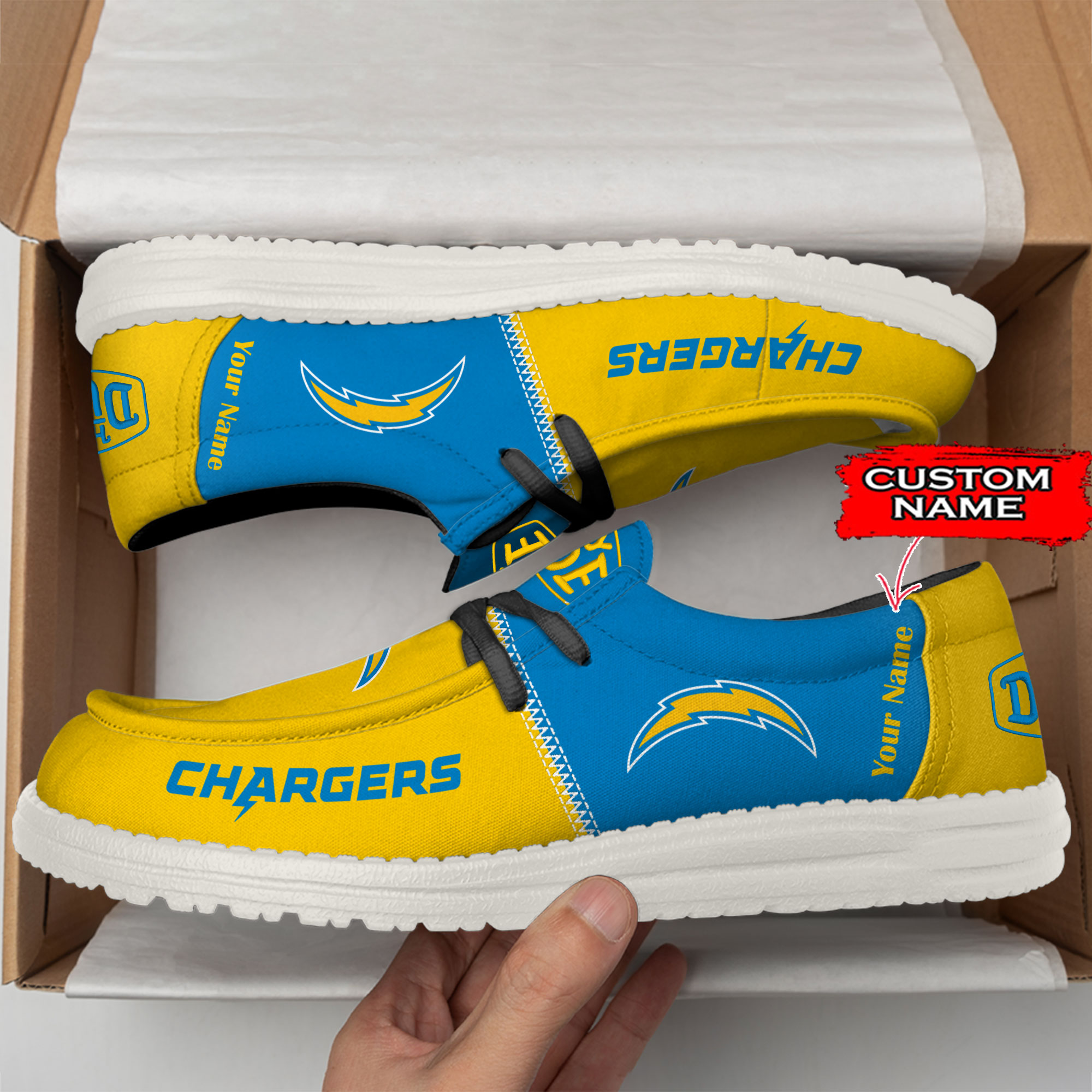 Los Angeles Chargers Personalized Your Name 32 Teams Hey Dude Shoes