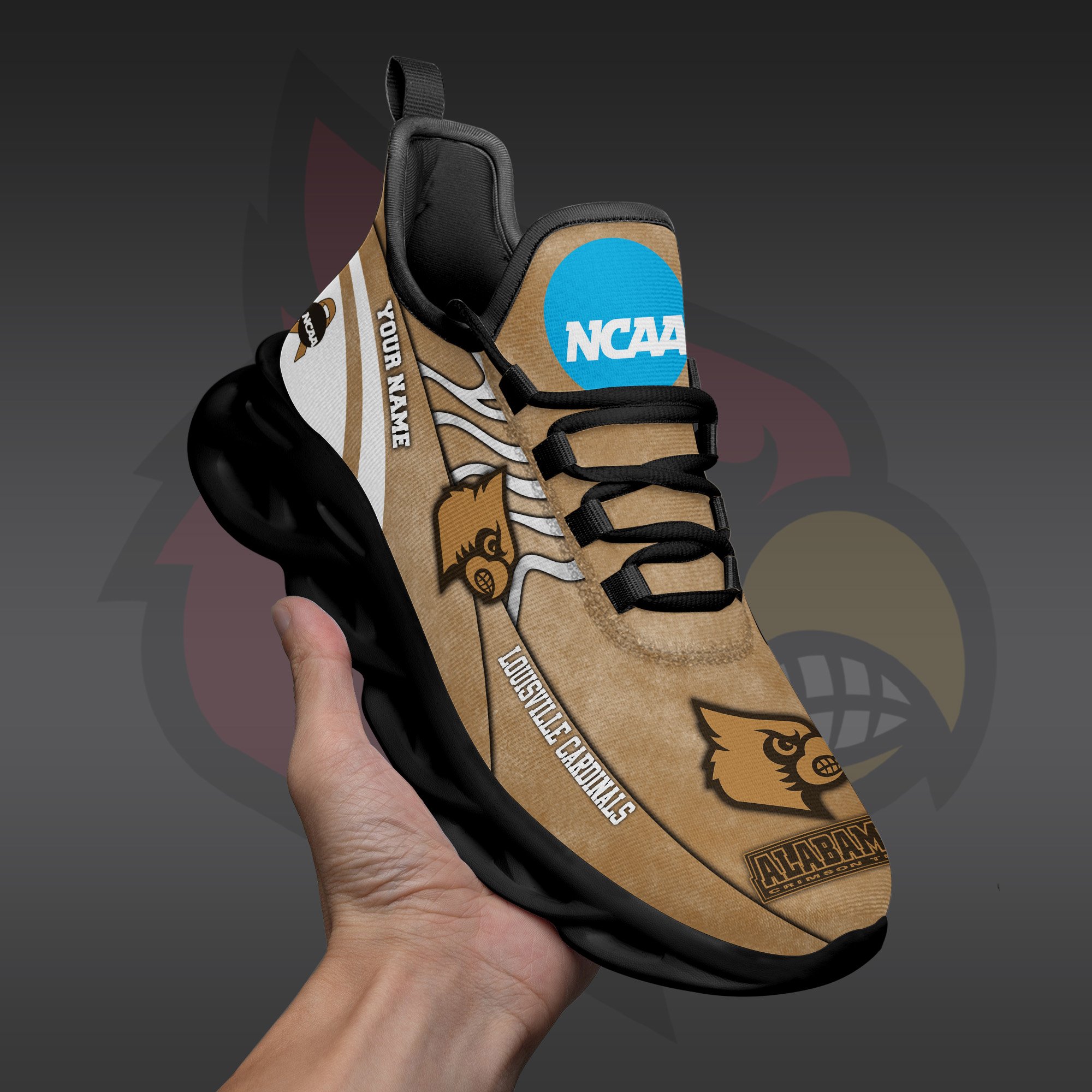 Louisville Cardinals Black Max Soul Shoes 2026 Versions Custom Your Name And Number 312