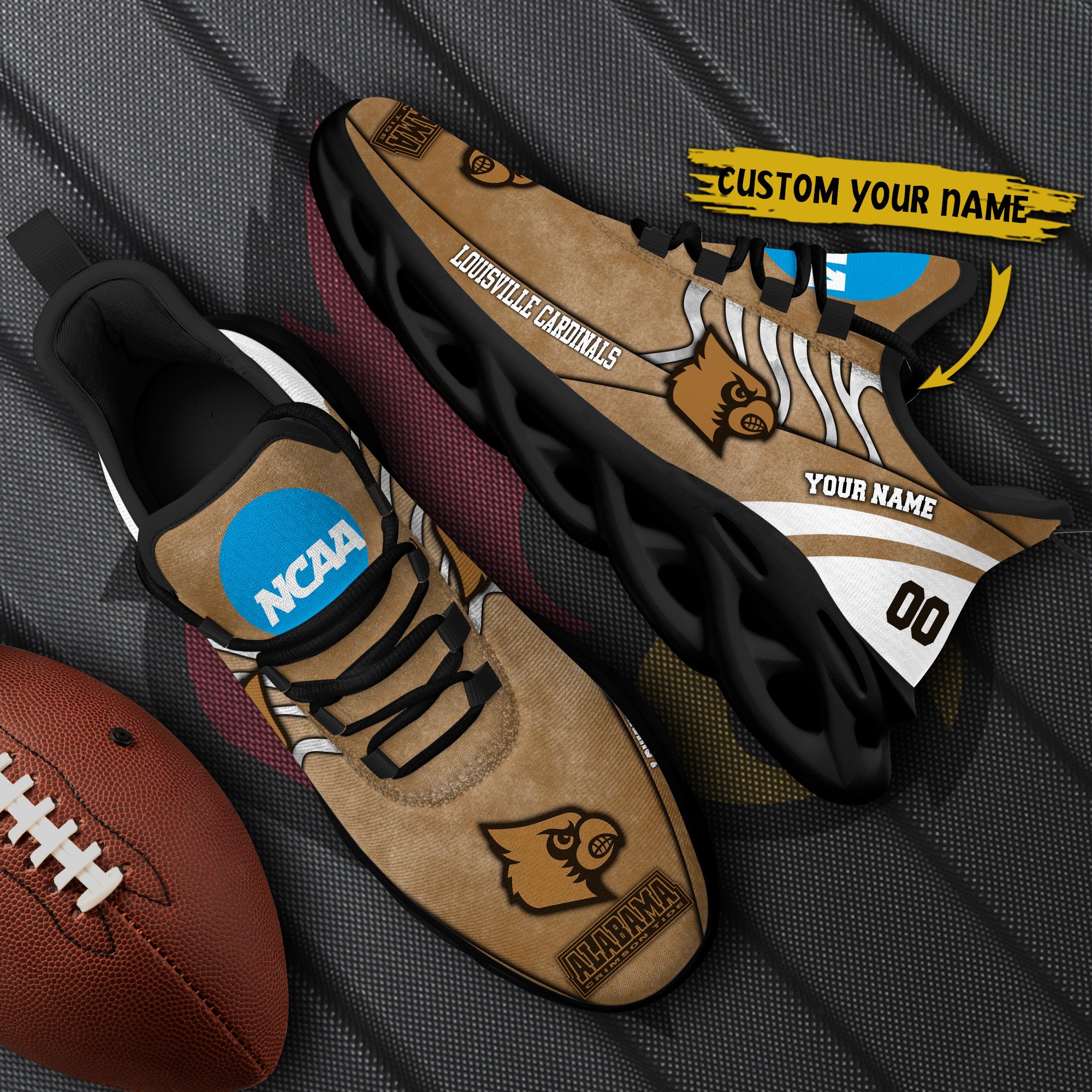 Louisville Cardinals Black Max Soul Shoes 2026 Versions Custom Your Name And Number 312