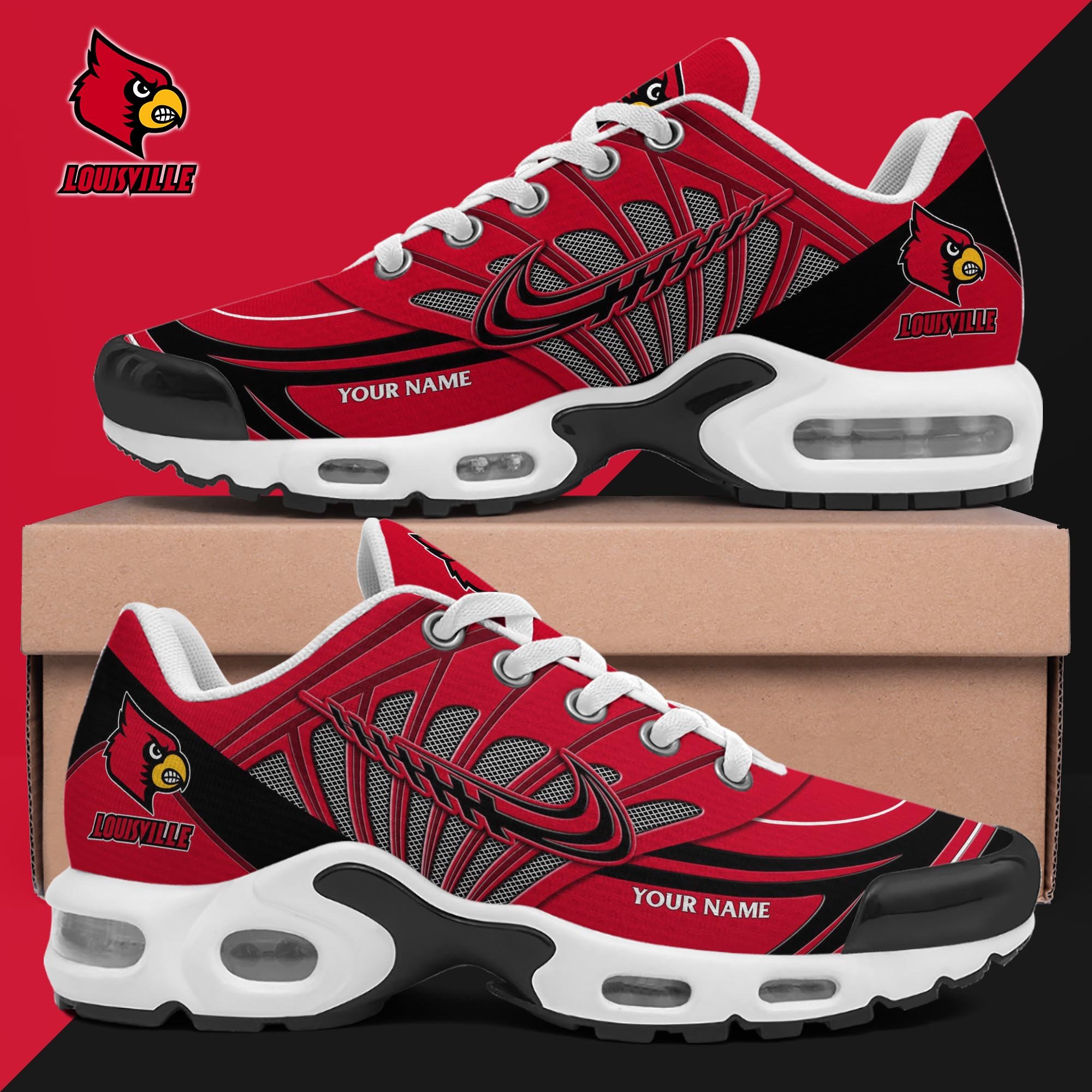 Louisville Cardinals TN Shoes 2026 Version Custom Name 135