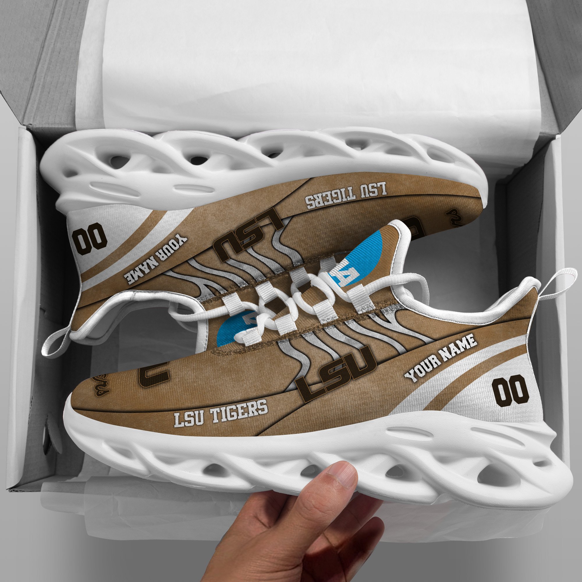 LSU TIGERS Black Max Soul Shoes 2026 Versions Custom Your Name And Number 312