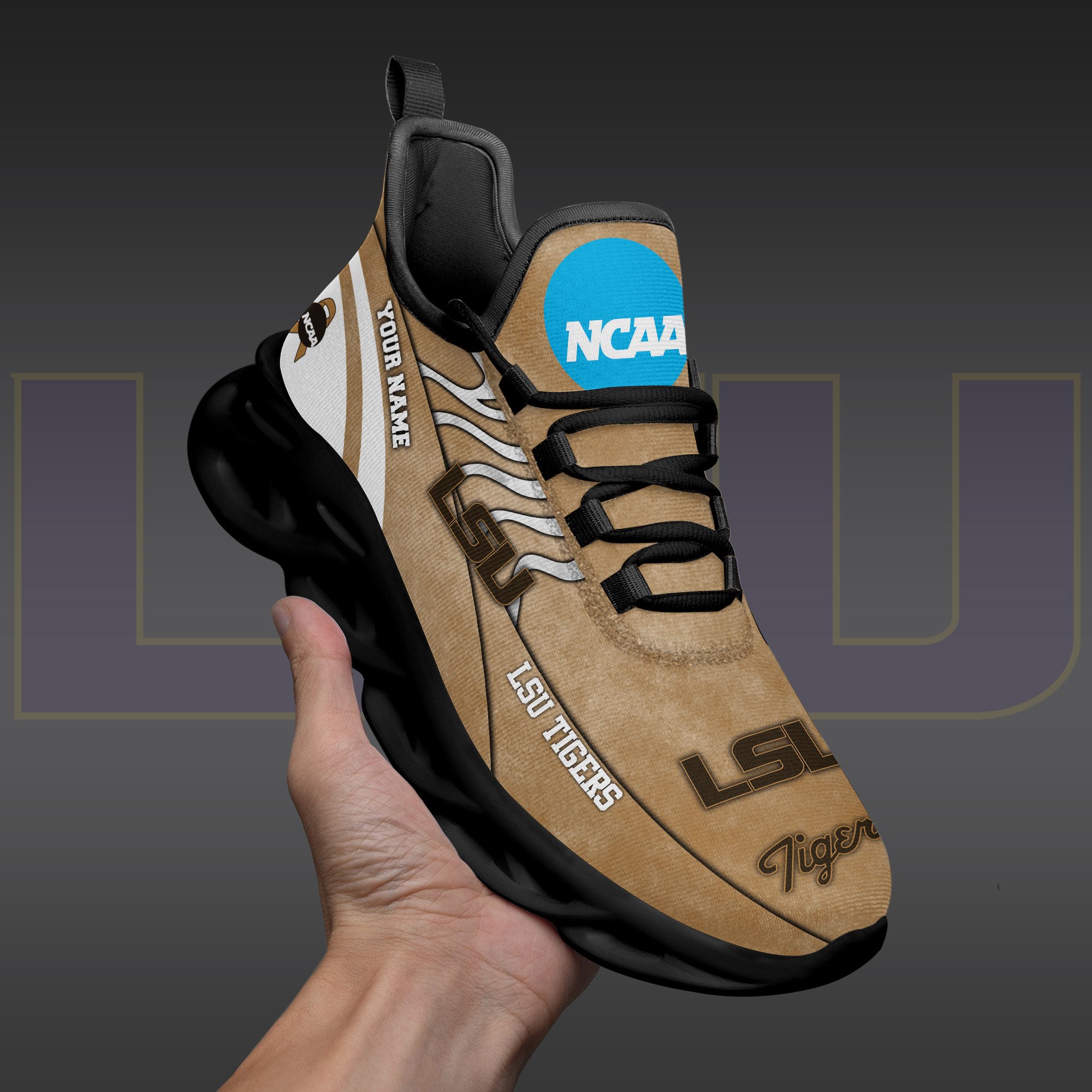 LSU TIGERS Black Max Soul Shoes 2026 Versions Custom Your Name And Number 312