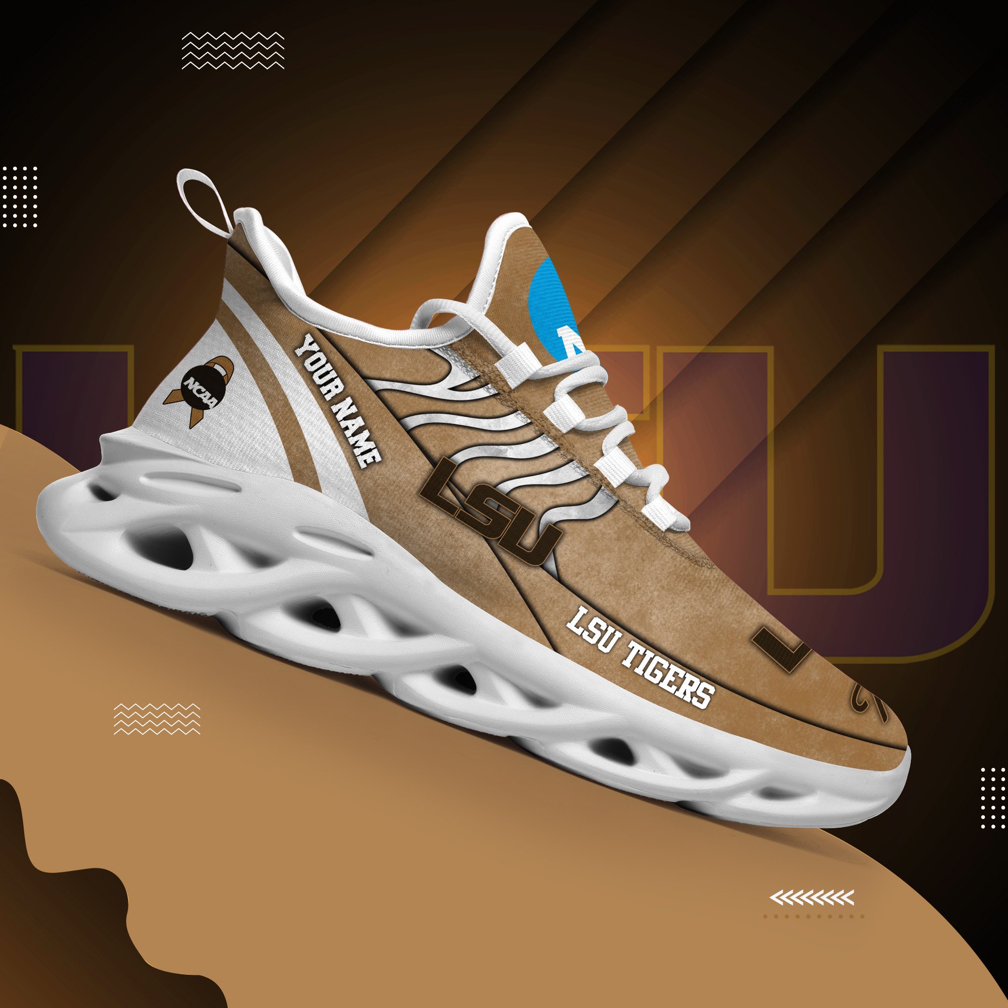 LSU TIGERS Black Max Soul Shoes 2026 Versions Custom Your Name And Number 312