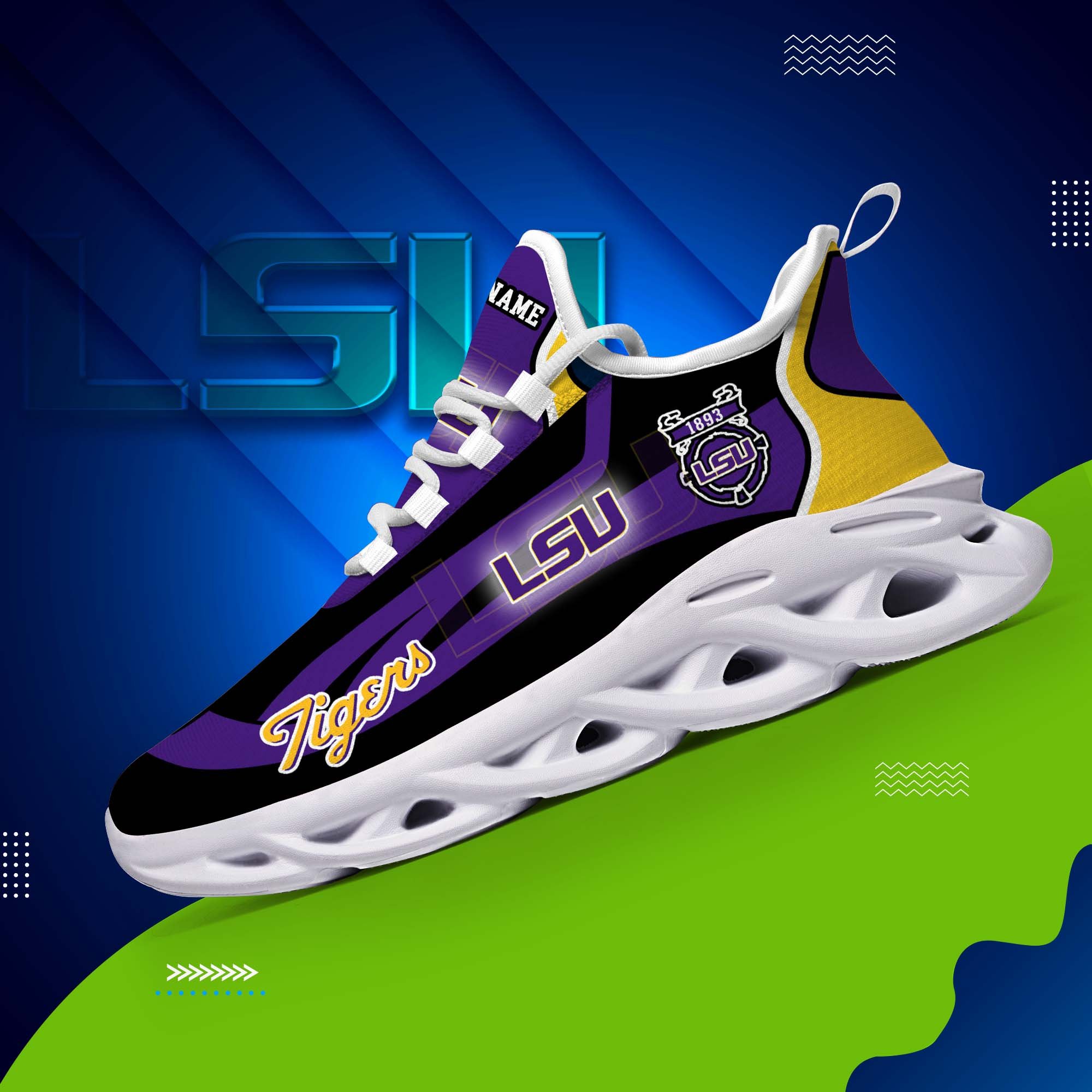 LSU TIGERS White C Sneakers 2026 Version Personalized Your Name 090