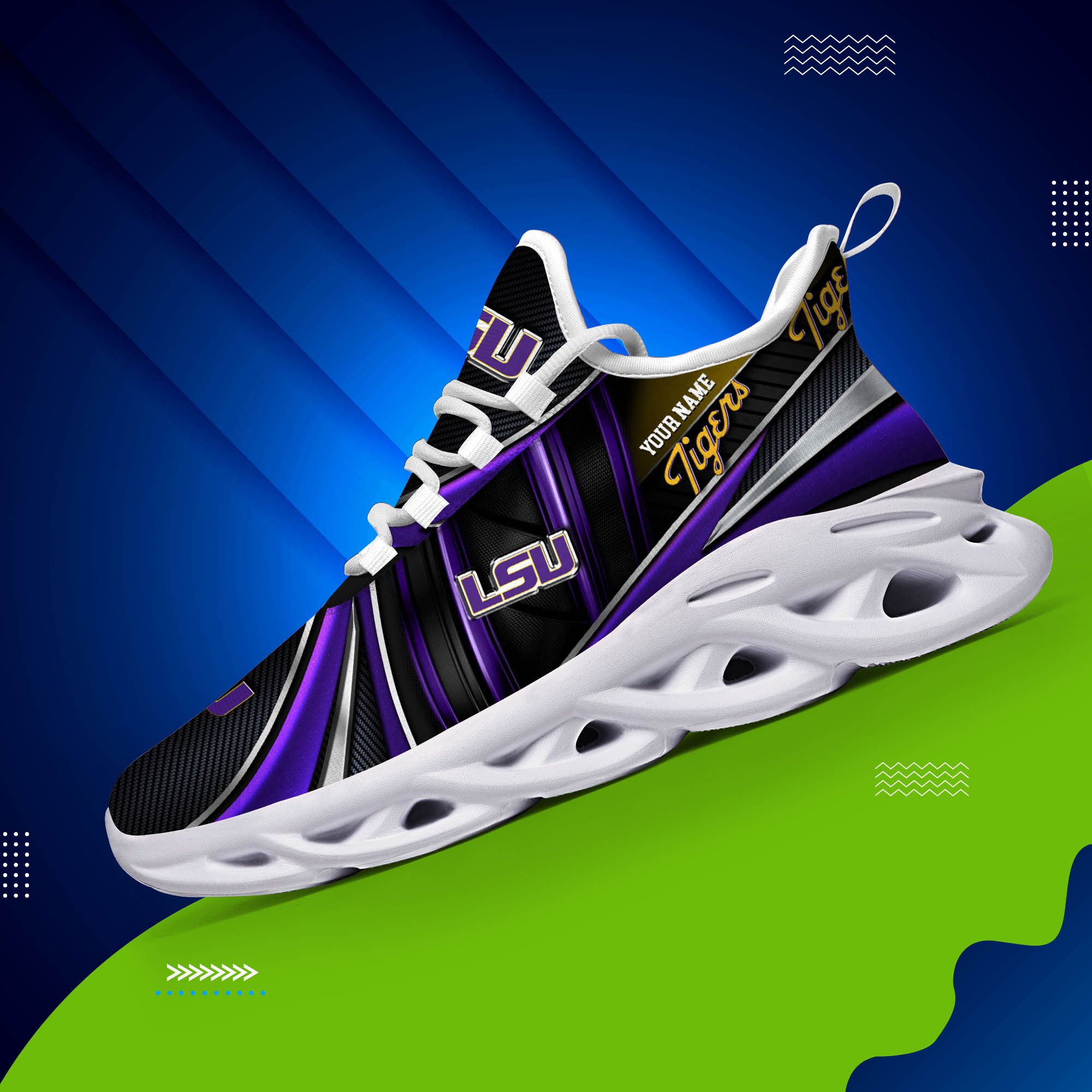 LSU TIGERS White C Sneakers 2026 Version Personalized Your Name, Sport Team Sneakers, Sport Gifts PH892