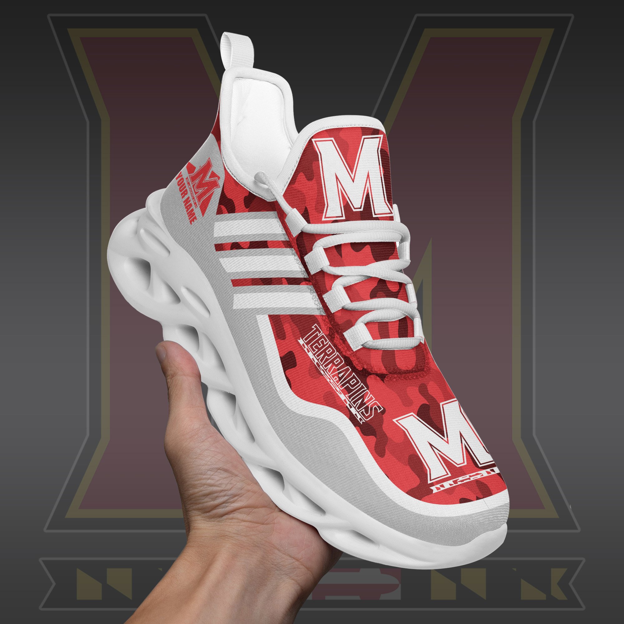 Maryland Terrapins Black Max Soul Shoes 2026 Versions Custom Name 466