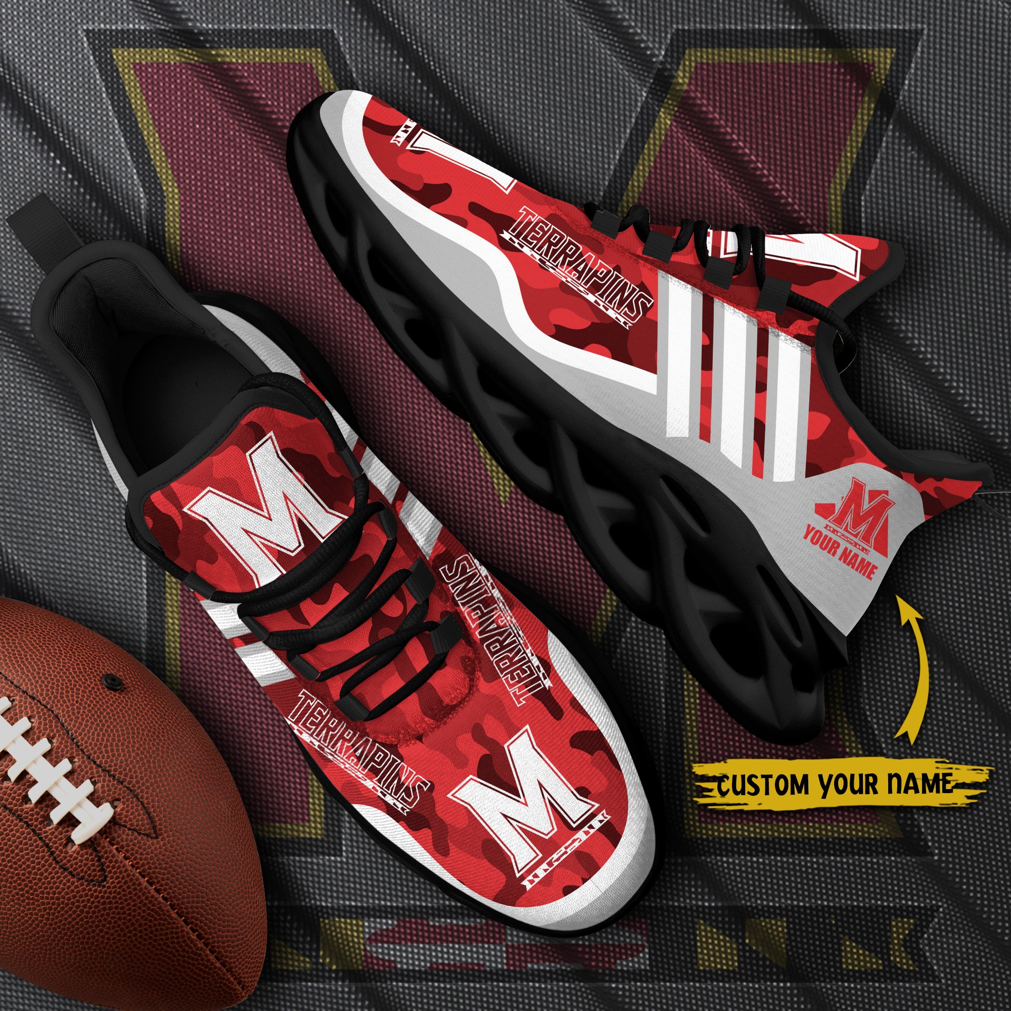 Maryland Terrapins Black Max Soul Shoes 2026 Versions Custom Name 466