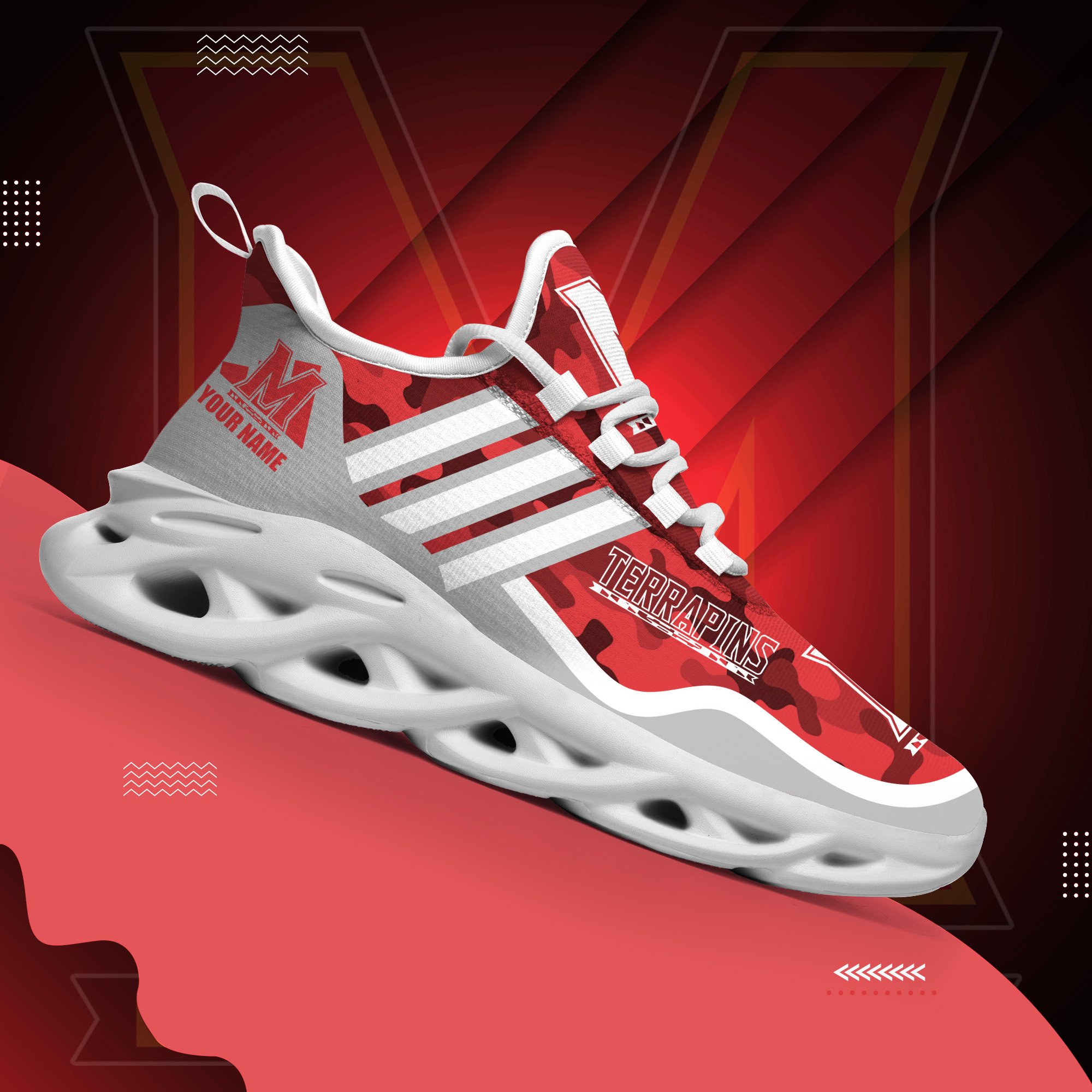 Maryland Terrapins Black Max Soul Shoes 2026 Versions Custom Name 466