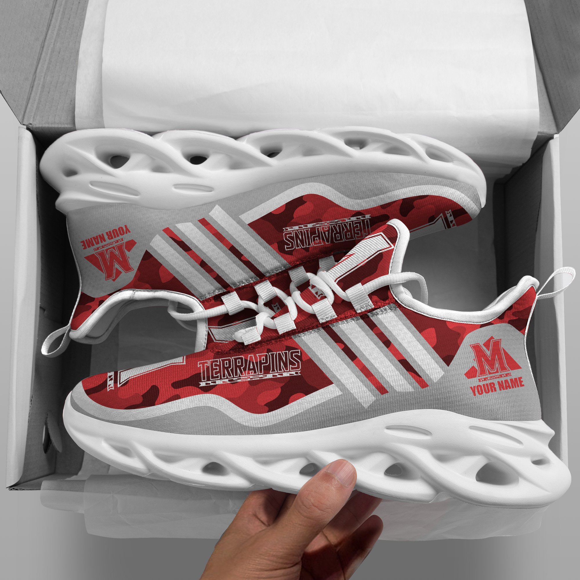 Maryland Terrapins Black Max Soul Shoes 2026 Versions Custom Name 466