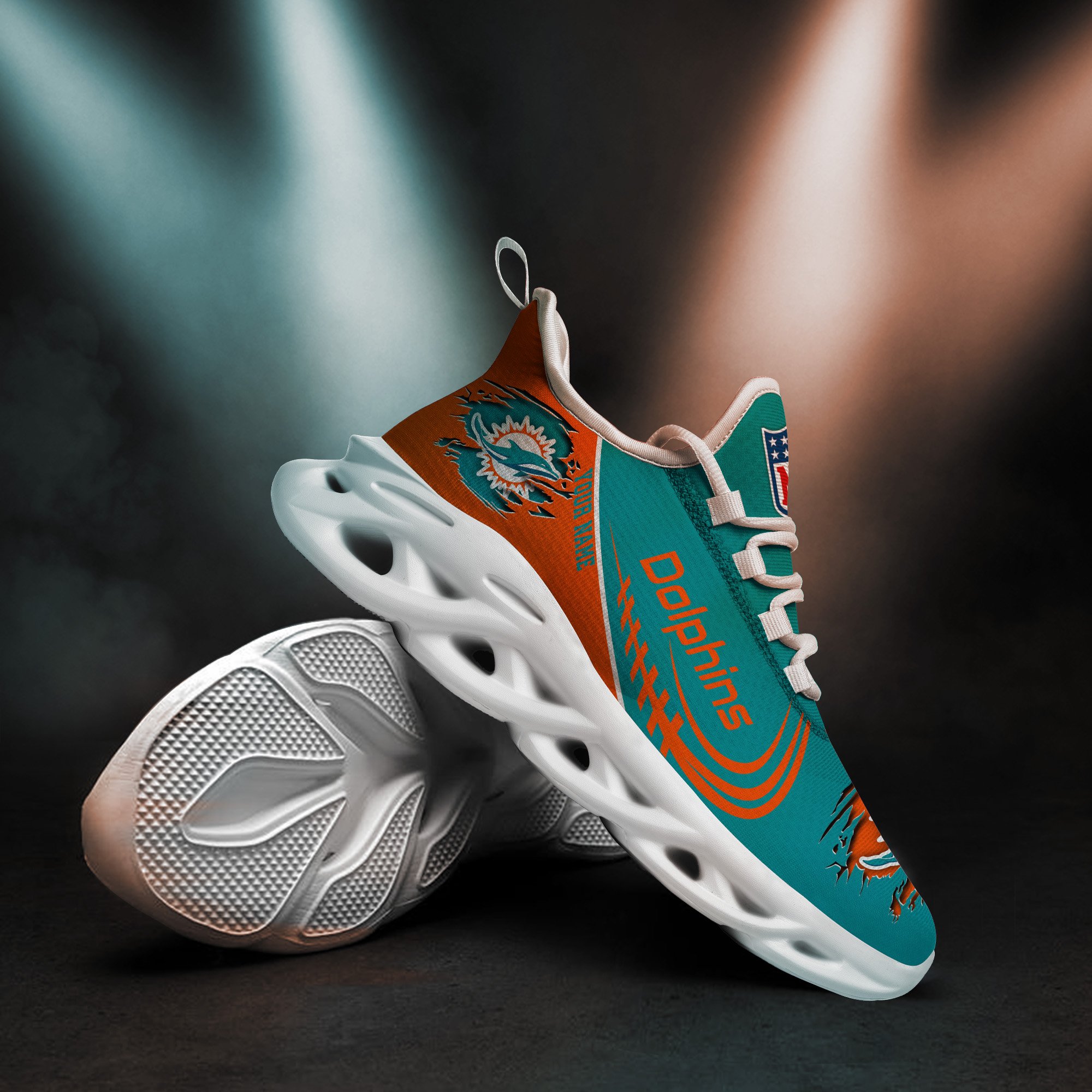 Miami Dolphins Black Max Soul Shoes 2026 Versions Custom Name 003