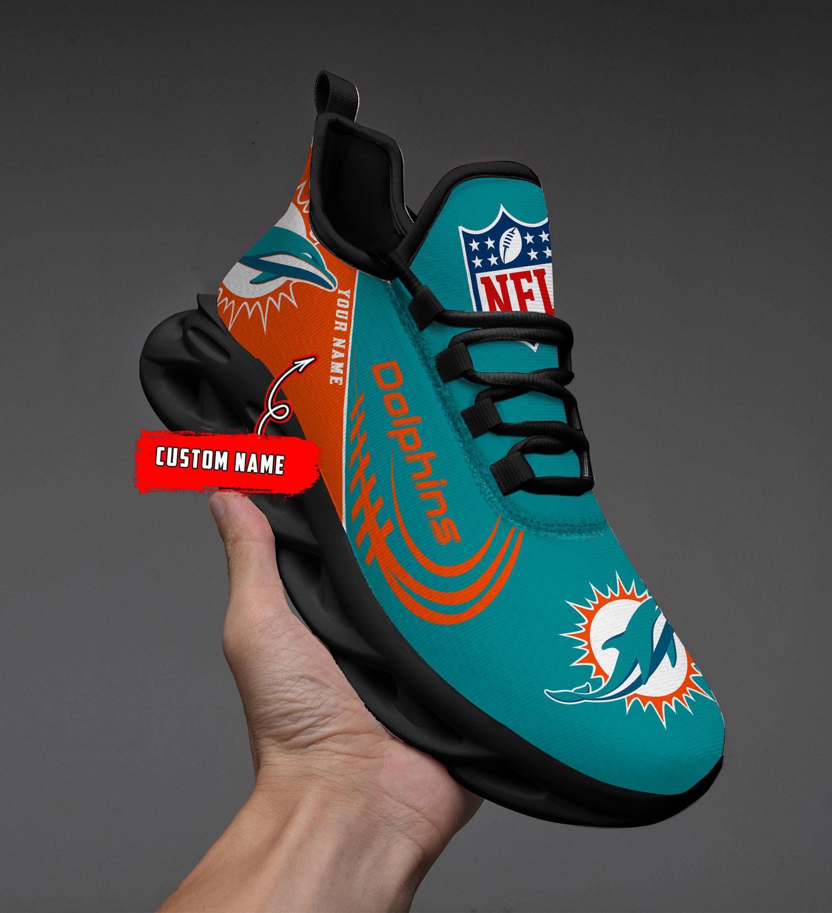 Miami Dolphins Black Max Soul Shoes 2026 Versions Custom Name 630