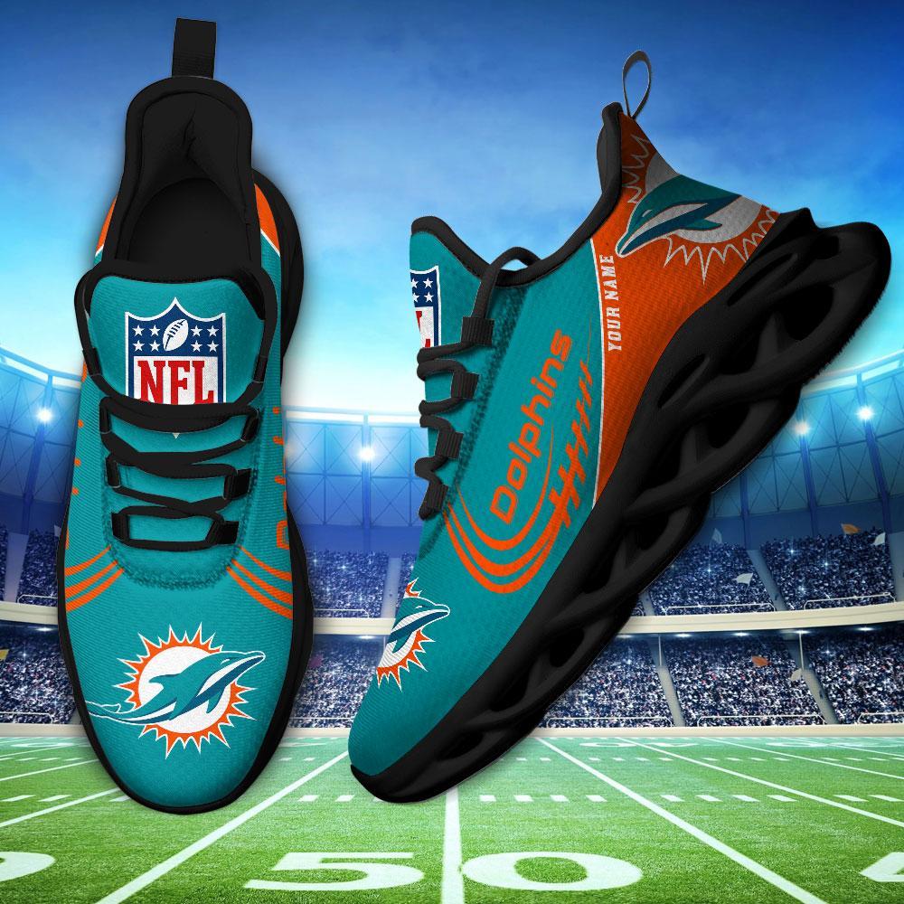 Miami Dolphins Black Max Soul Shoes 2026 Versions Custom Name 630