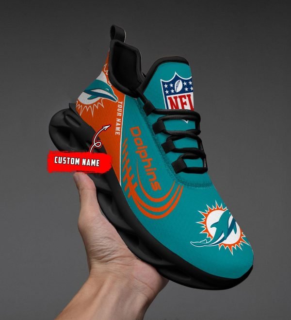 Miami Dolphins Black Max Soul Shoes 2026 Versions Custom Name 630
