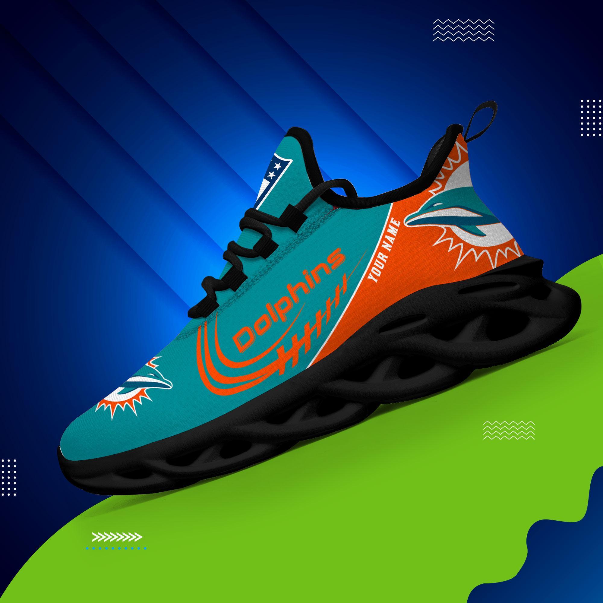 Miami Dolphins Black Max Soul Shoes 2026 Versions Custom Name 630