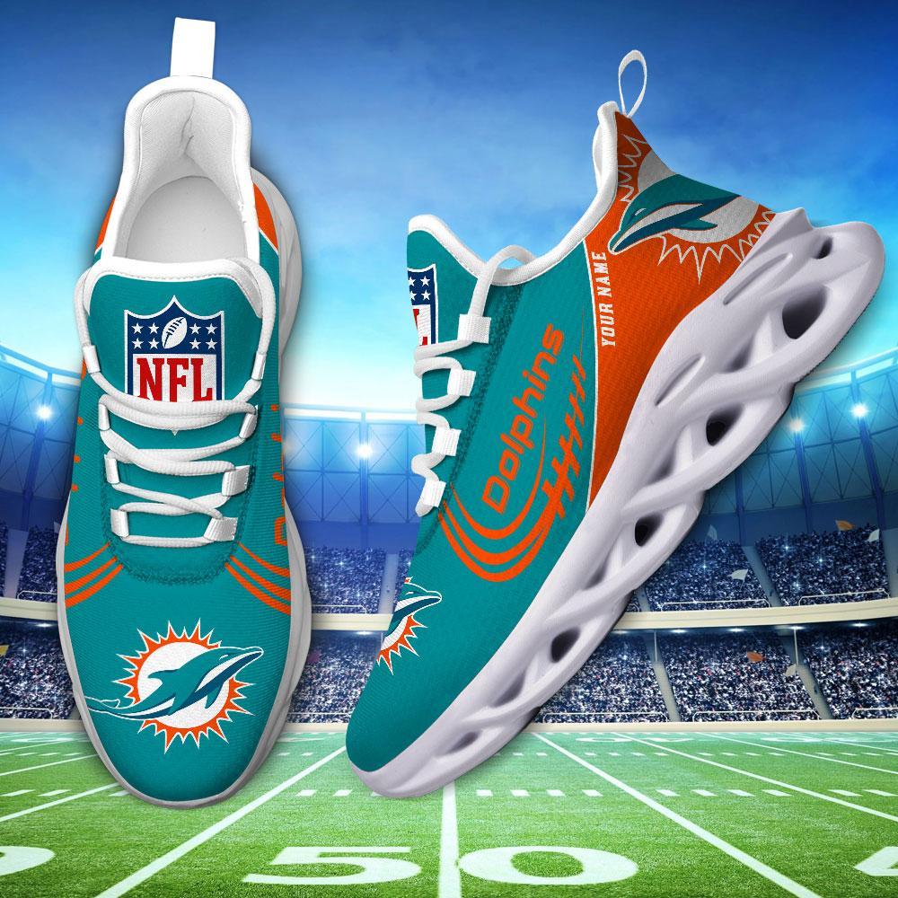 Miami Dolphins Black Max Soul Shoes 2026 Versions Custom Name 630