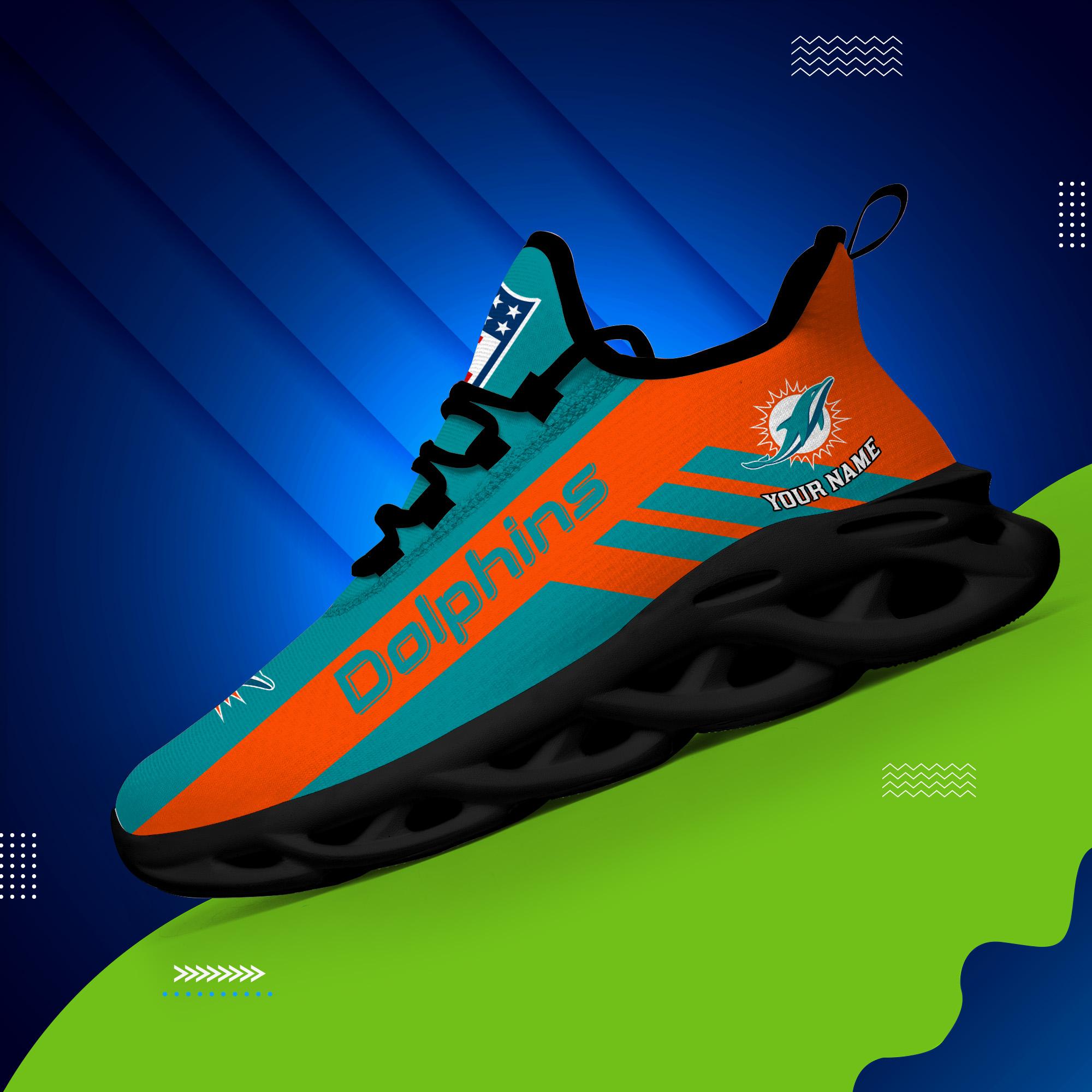 Miami Dolphins Black Max Soul Shoes 2026 Versions Custom Name 635