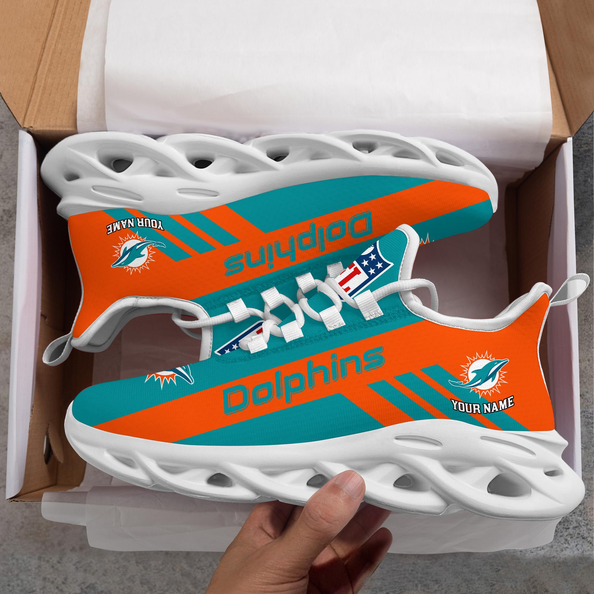 Miami Dolphins Black Max Soul Shoes 2026 Versions Custom Name 635