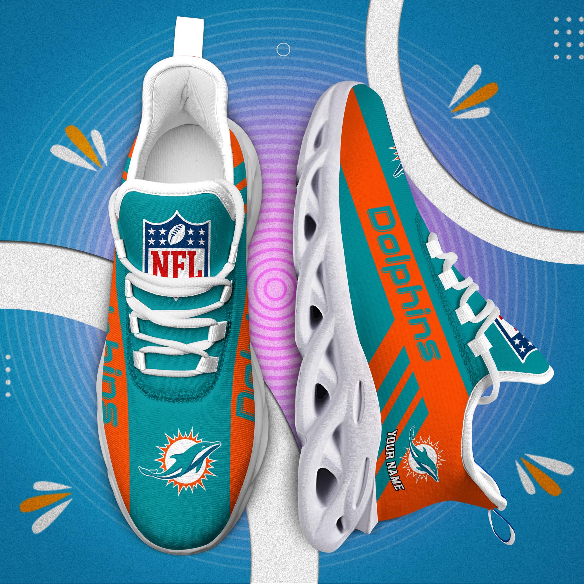 Miami Dolphins Black Max Soul Shoes 2026 Versions Custom Name 635