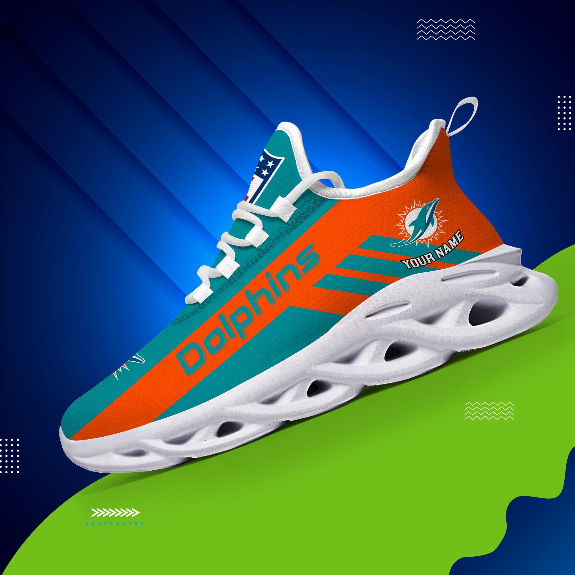 Miami Dolphins Black Max Soul Shoes 2026 Versions Custom Name 635