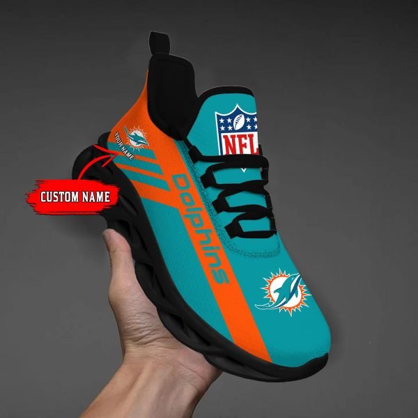 Miami Dolphins Black Max Soul Shoes 2026 Versions Custom Name 635