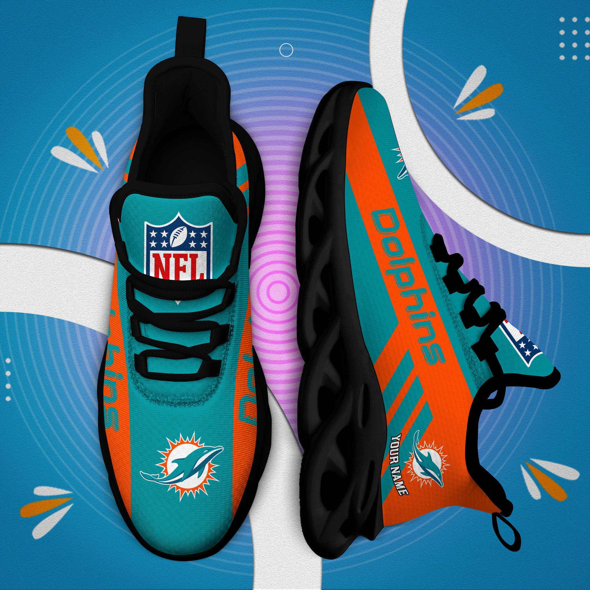 Miami Dolphins Black Max Soul Shoes 2026 Versions Custom Name 635