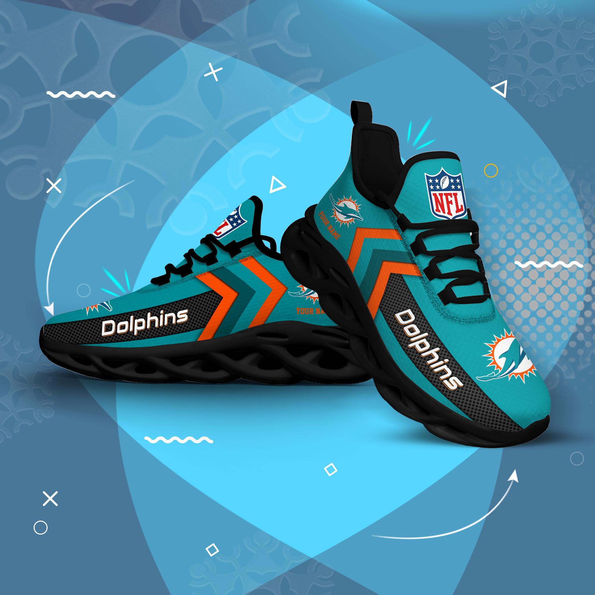 Miami Dolphins Black Max Soul Shoes 2026 Versions Custom Name 638