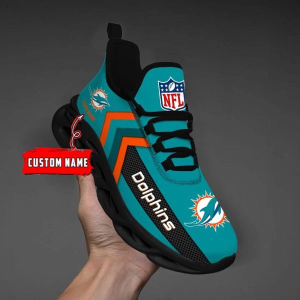 Miami Dolphins Black Max Soul Shoes 2026 Versions Custom Name 638