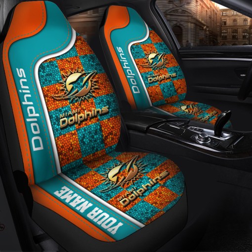 Miami Dolphins Personalized Car Seat Covers BGCSC653