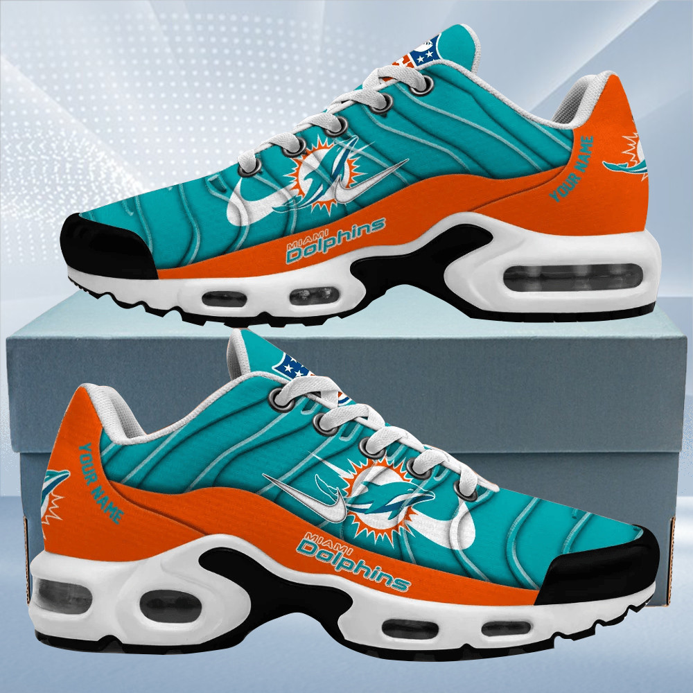 Miami Dolphins Personalized Name Team Mix Colors V4 TN Air Max Shoes Air Cushion Sneakers