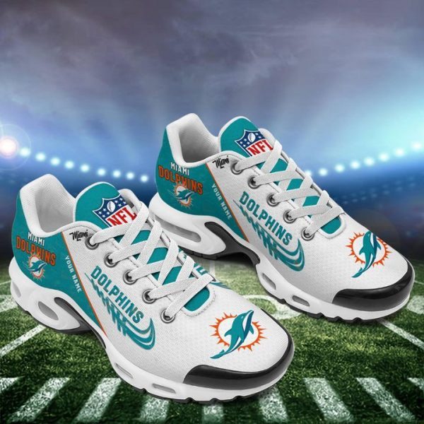 Miami Dolphins Personalized Name Team Mix Colors Wing Logo TN Air Max Shoes Air Cushion Sneakers