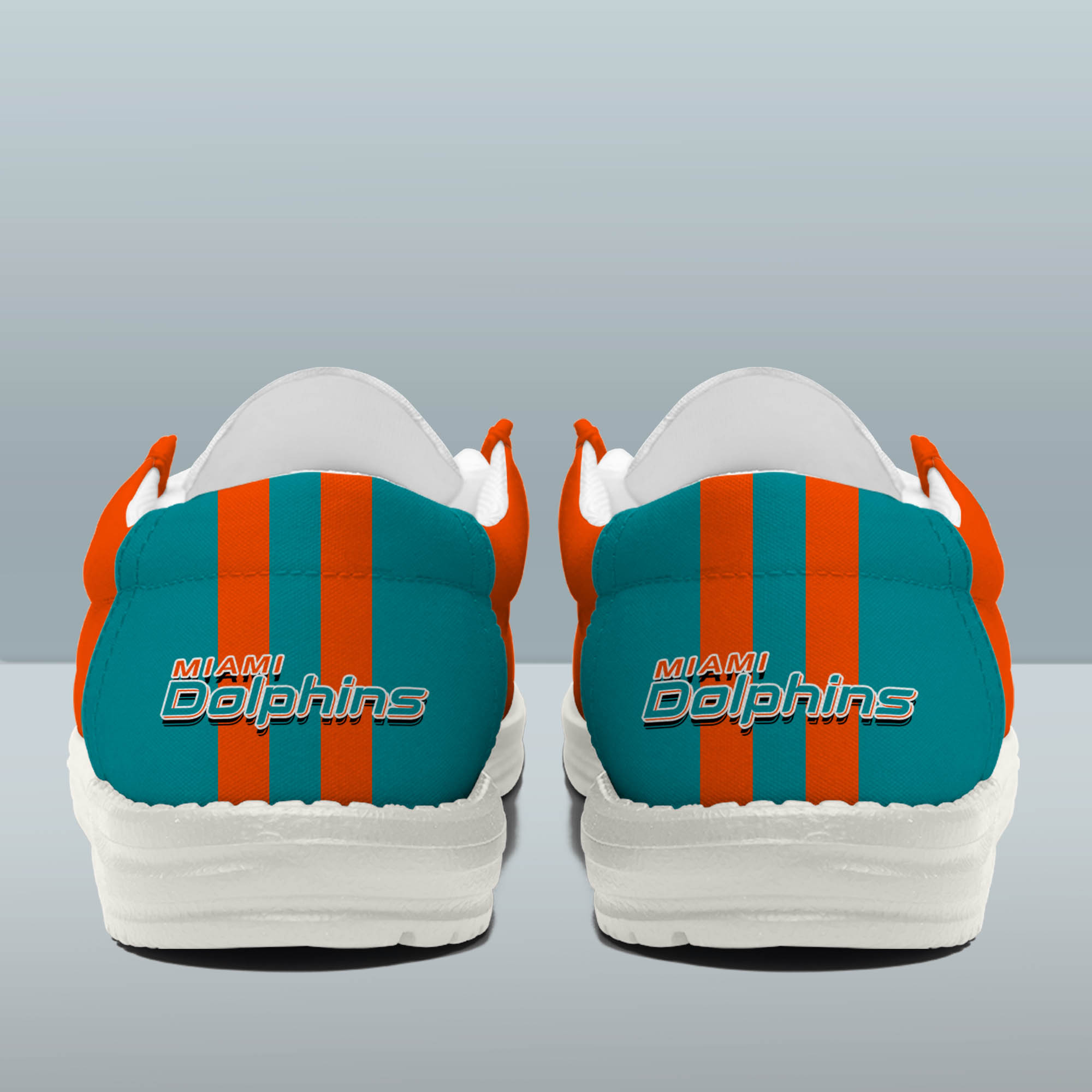 Miami Dolphins Team White Canvas Loafer Shoes Personalized Your Name