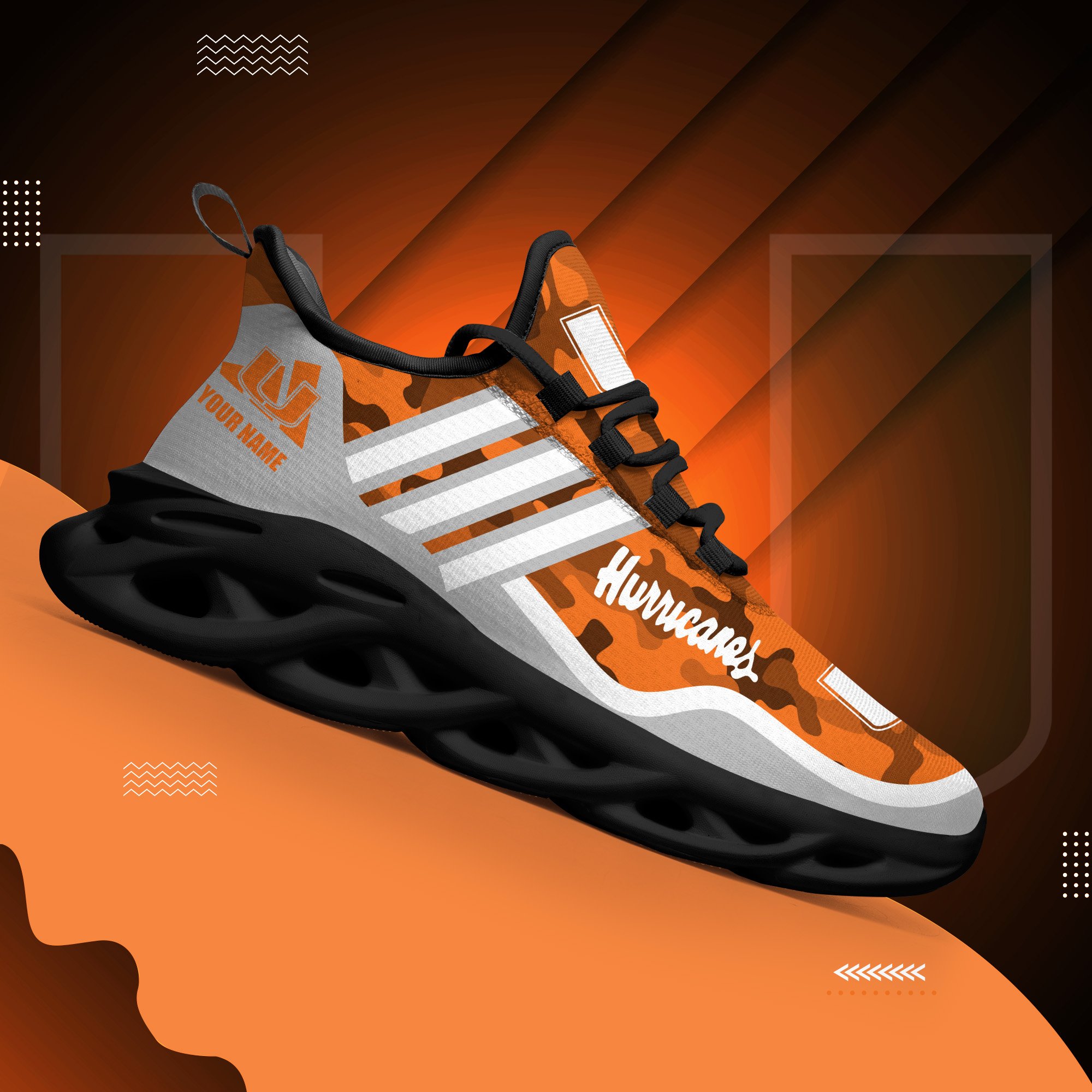 Miami Hurricanes Black Max Soul Shoes 2026 Versions Custom Name 466