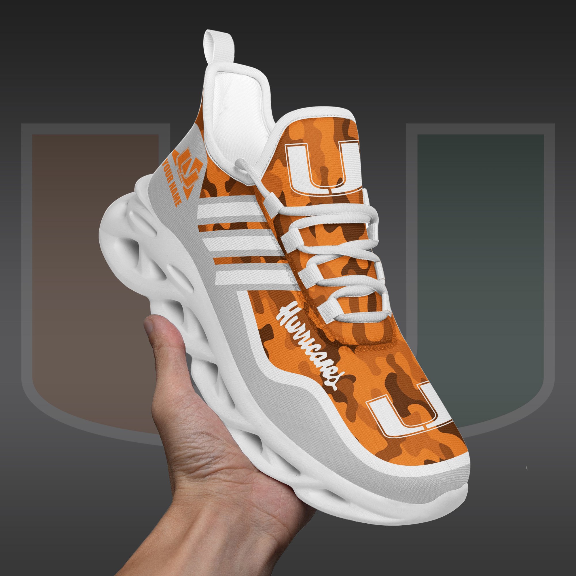 Miami Hurricanes Black Max Soul Shoes 2026 Versions Custom Name 466