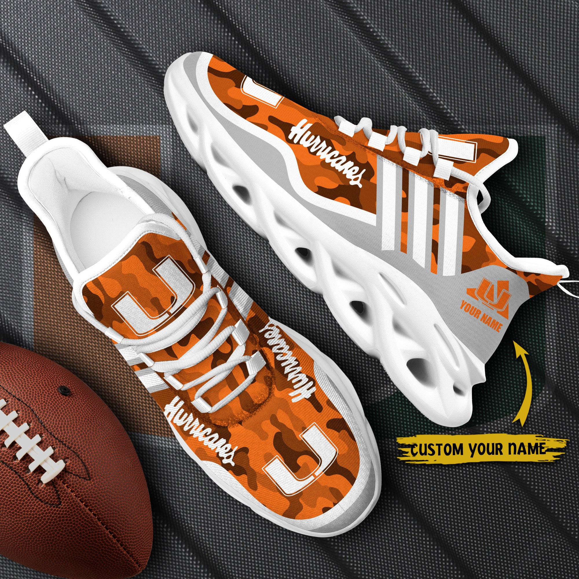 Miami Hurricanes Black Max Soul Shoes 2026 Versions Custom Name 466