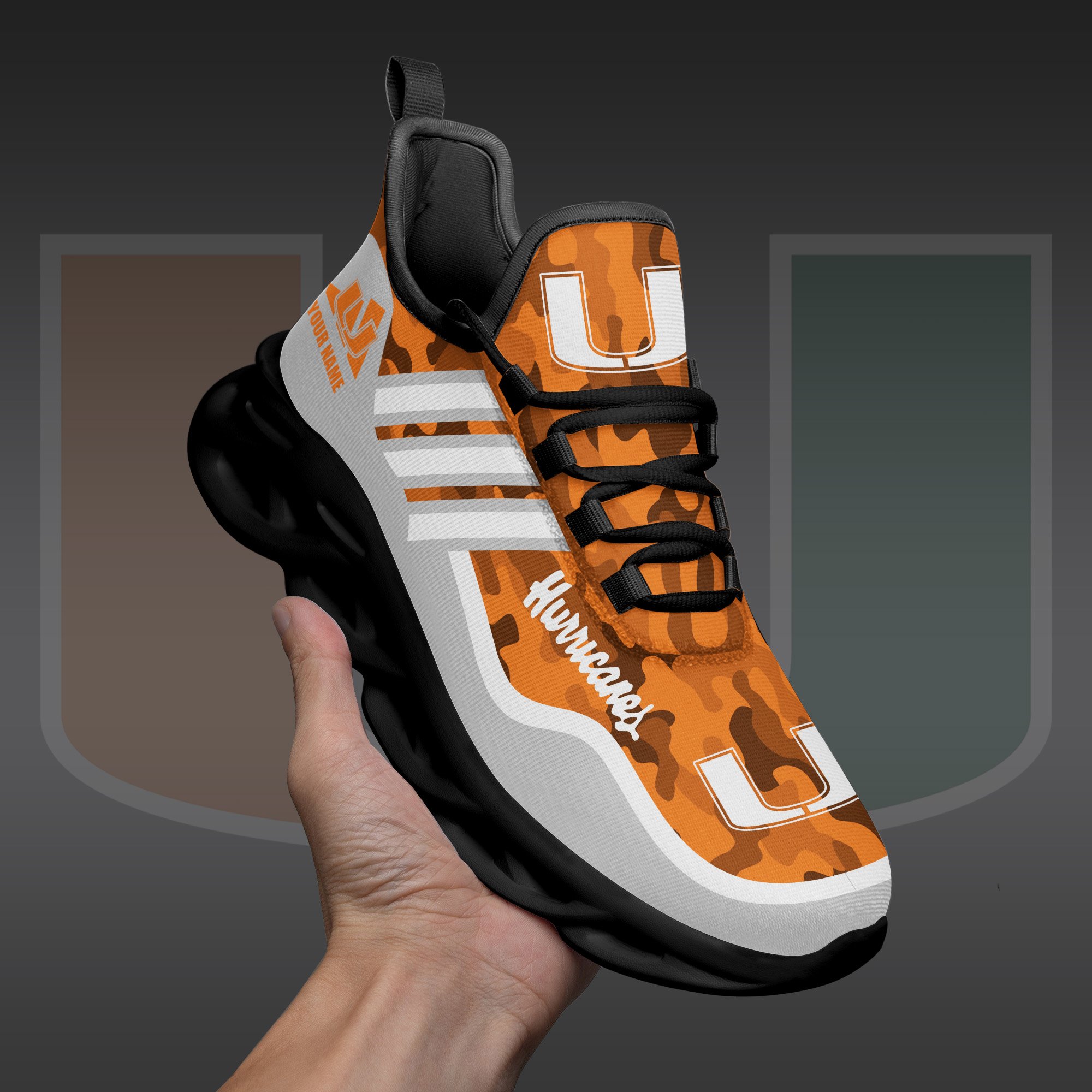 Miami Hurricanes Black Max Soul Shoes 2026 Versions Custom Name 466