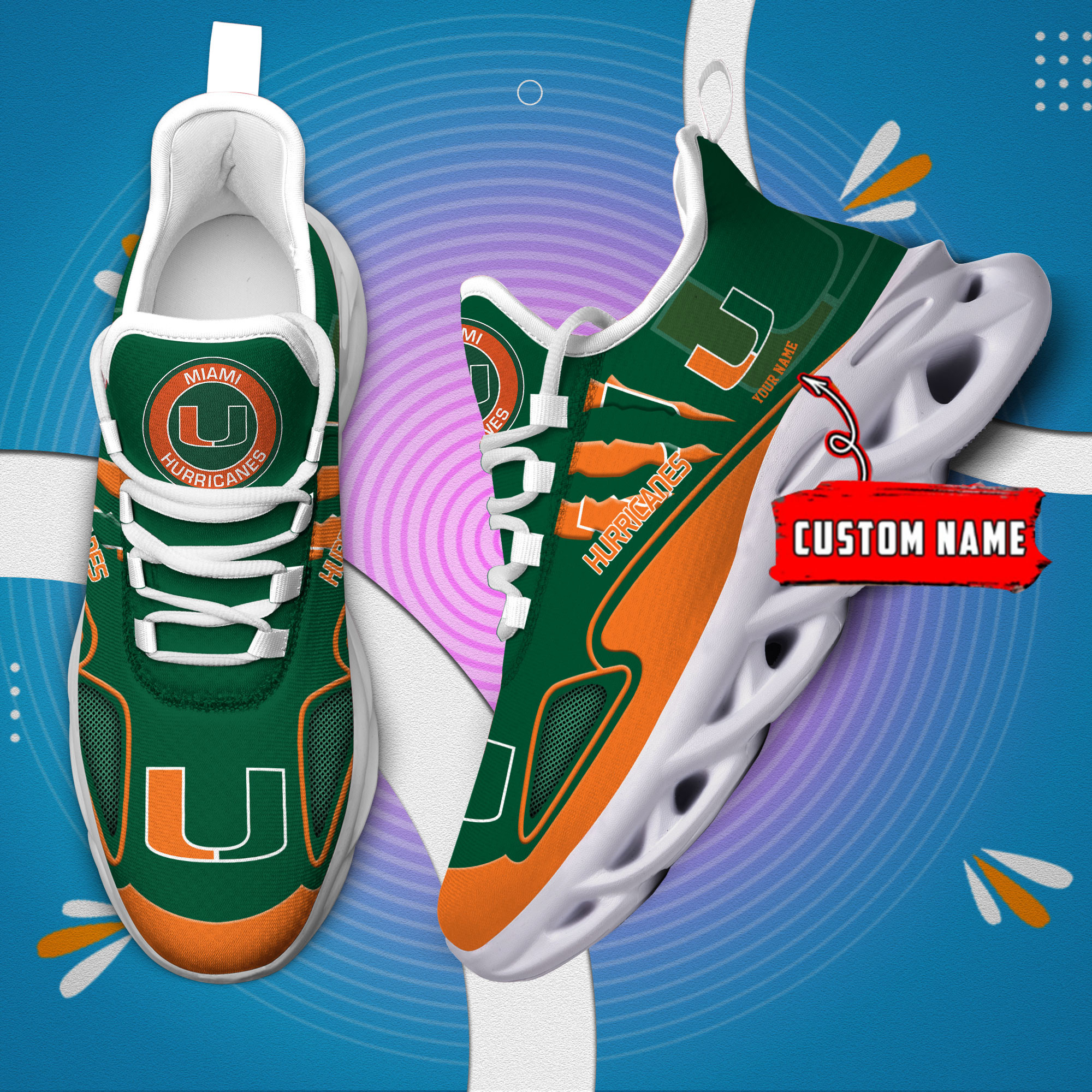 Miami Hurricanes Max Soul Shoes