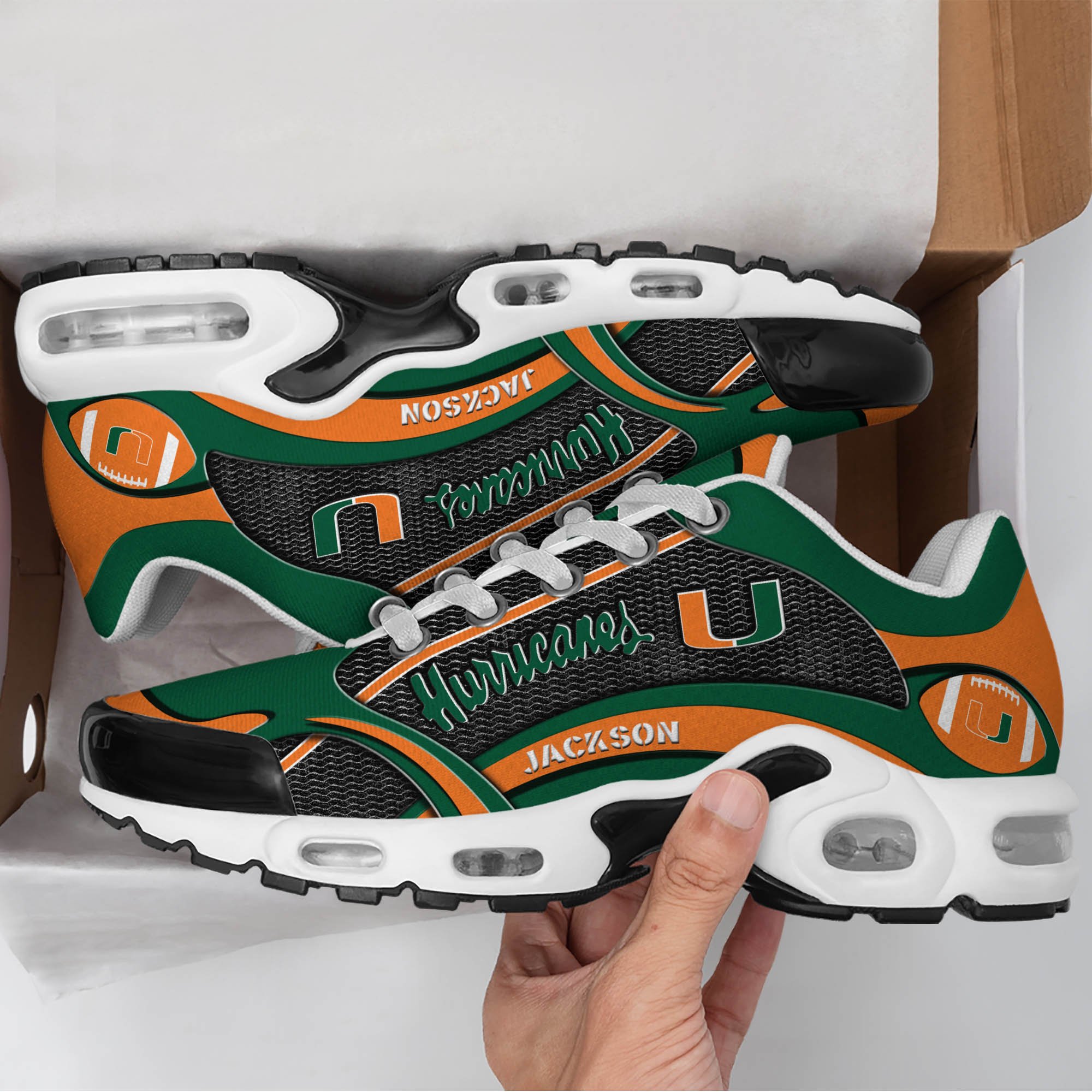 Miami Hurricanes Team TN Shoes 2026 Version Custom Name 889