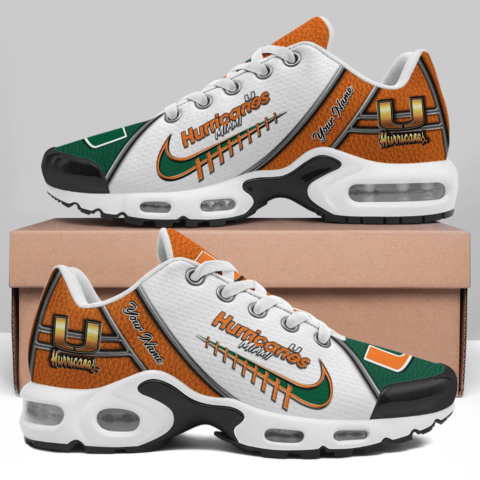 Miami Hurricanes TN Shoes 2026 Version Custom Your Name, Football Team Shoes 516