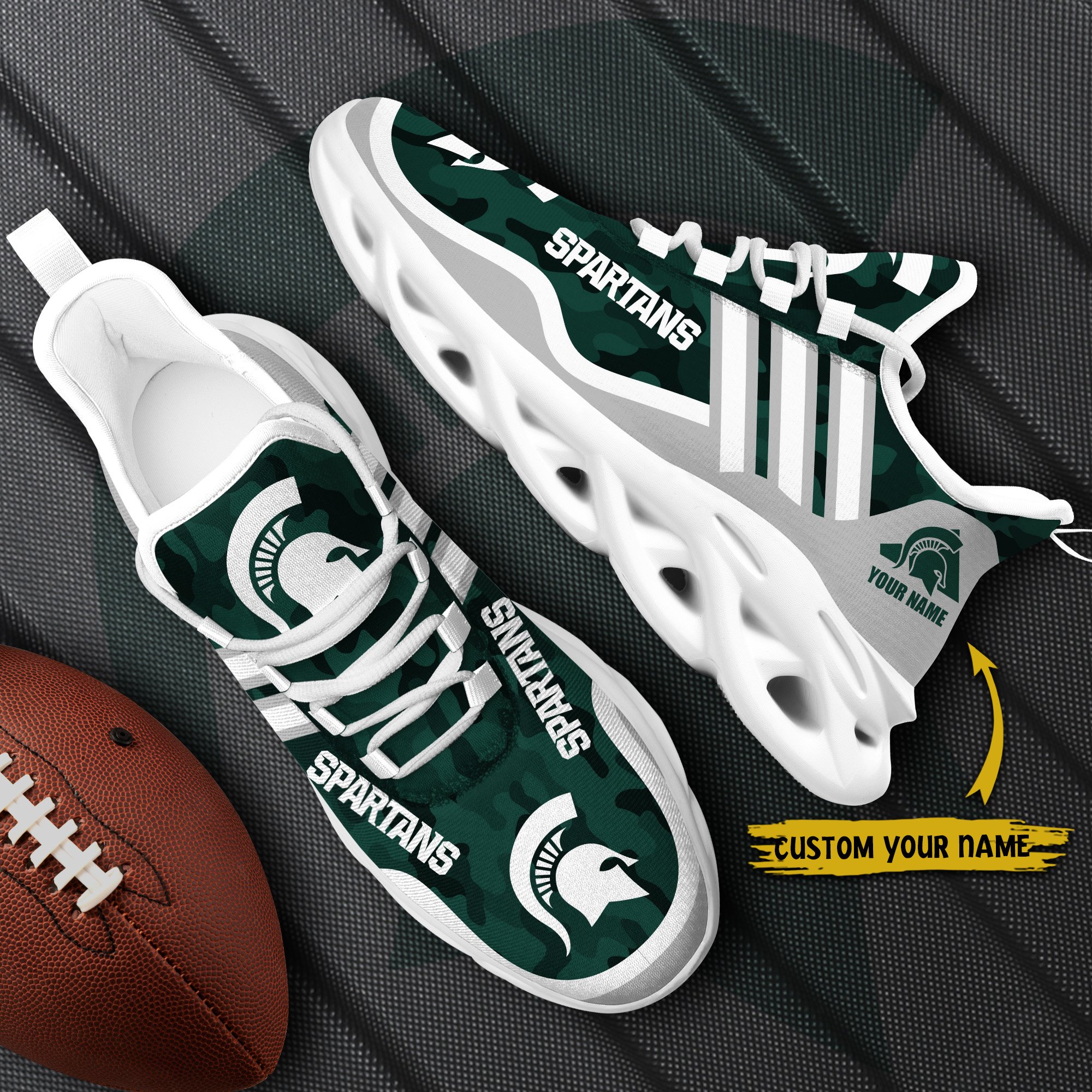 Michigan State Spartans Black Max Soul Shoes 2026 Versions Custom Name 466