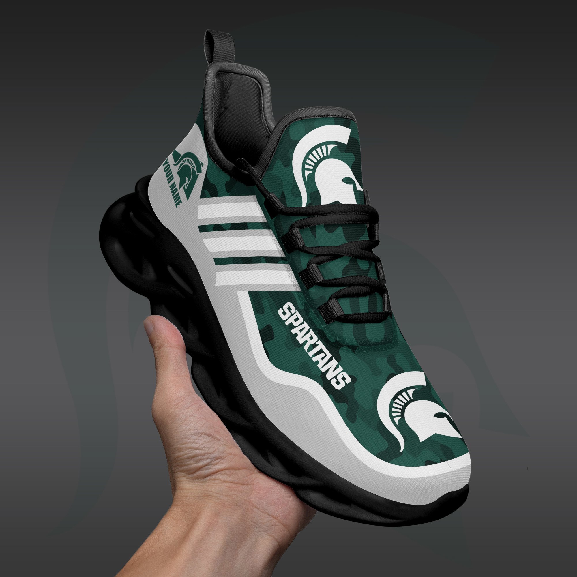 Michigan State Spartans Black Max Soul Shoes 2026 Versions Custom Name 466