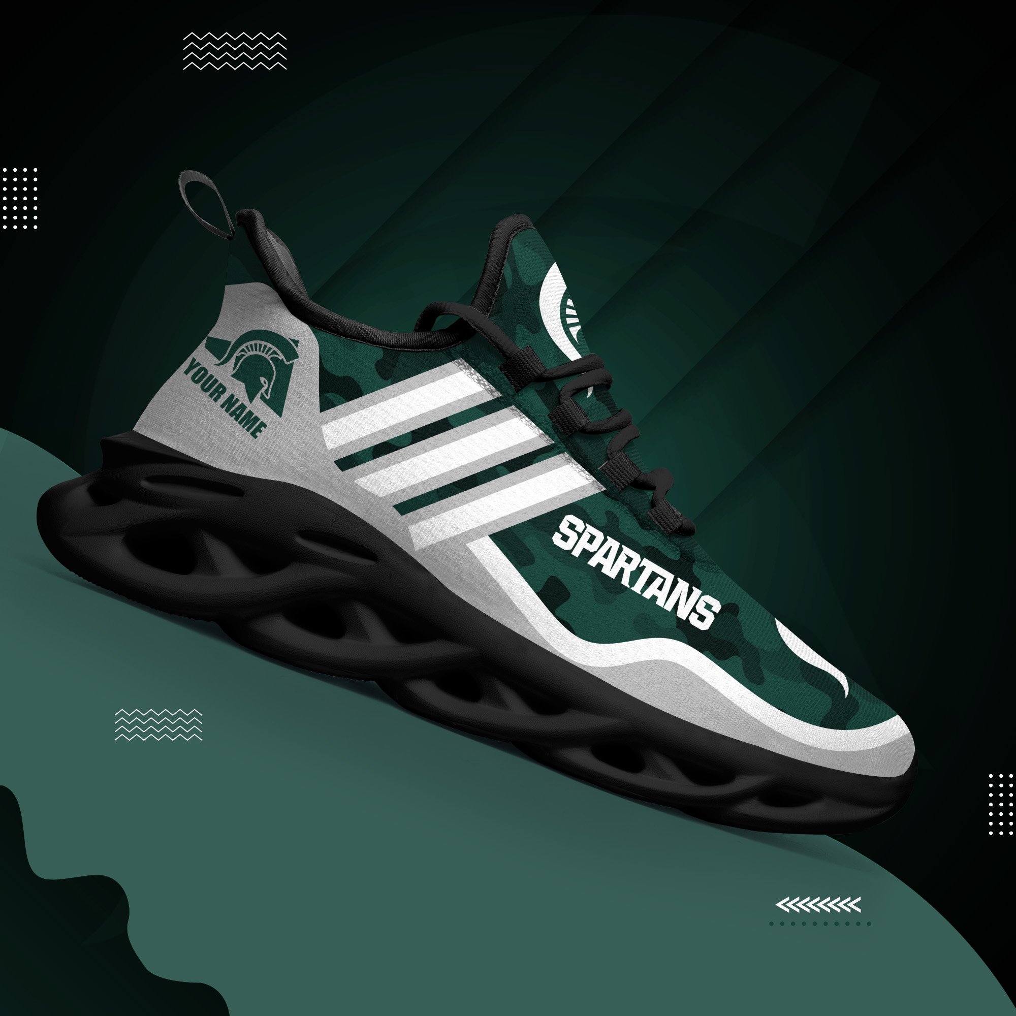Michigan State Spartans Black Max Soul Shoes 2026 Versions Custom Name 466