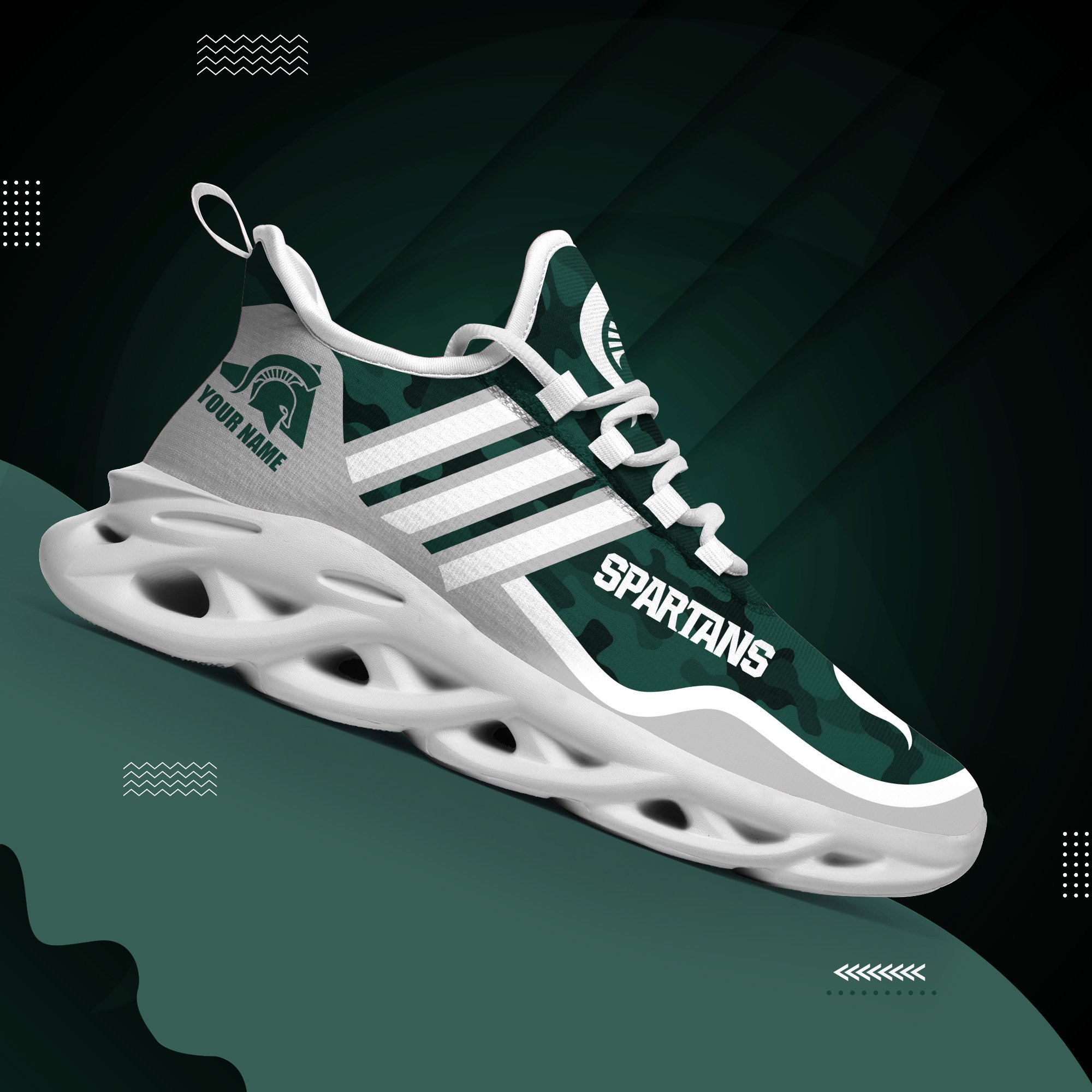 Michigan State Spartans Black Max Soul Shoes 2026 Versions Custom Name 466
