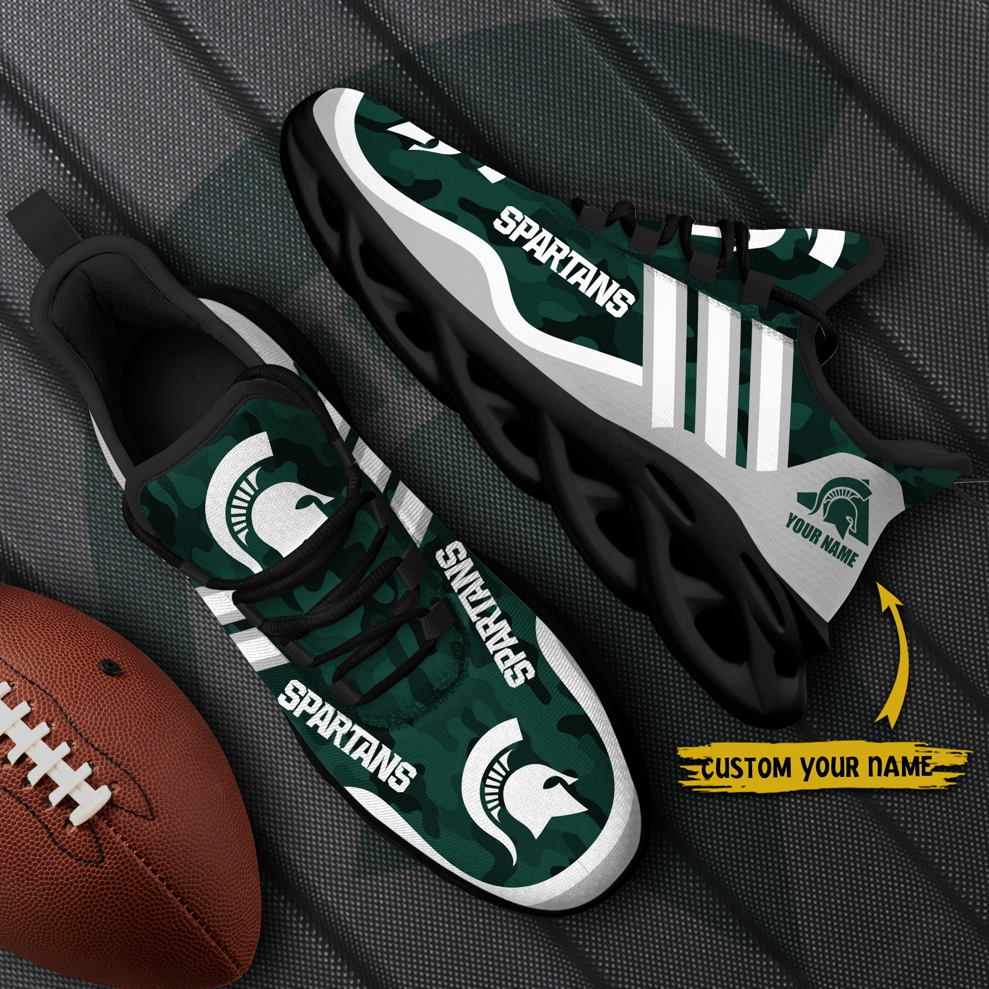 Michigan State Spartans Black Max Soul Shoes 2026 Versions Custom Name 466
