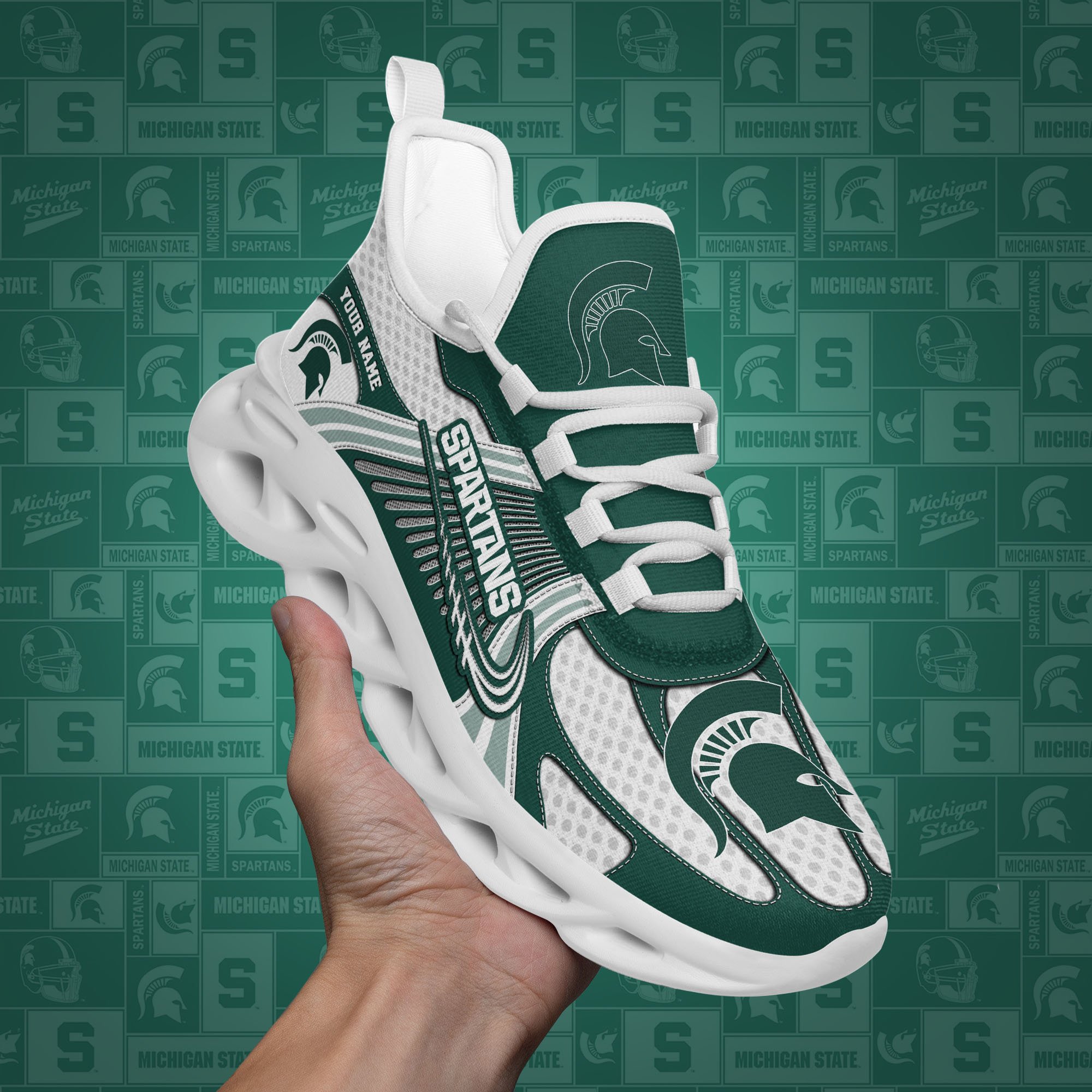 Michigan State Spartans Clunky Sneakers Custom Your Name, Sport Sneakers, Sport Gifts For Fan, Gifts For Him