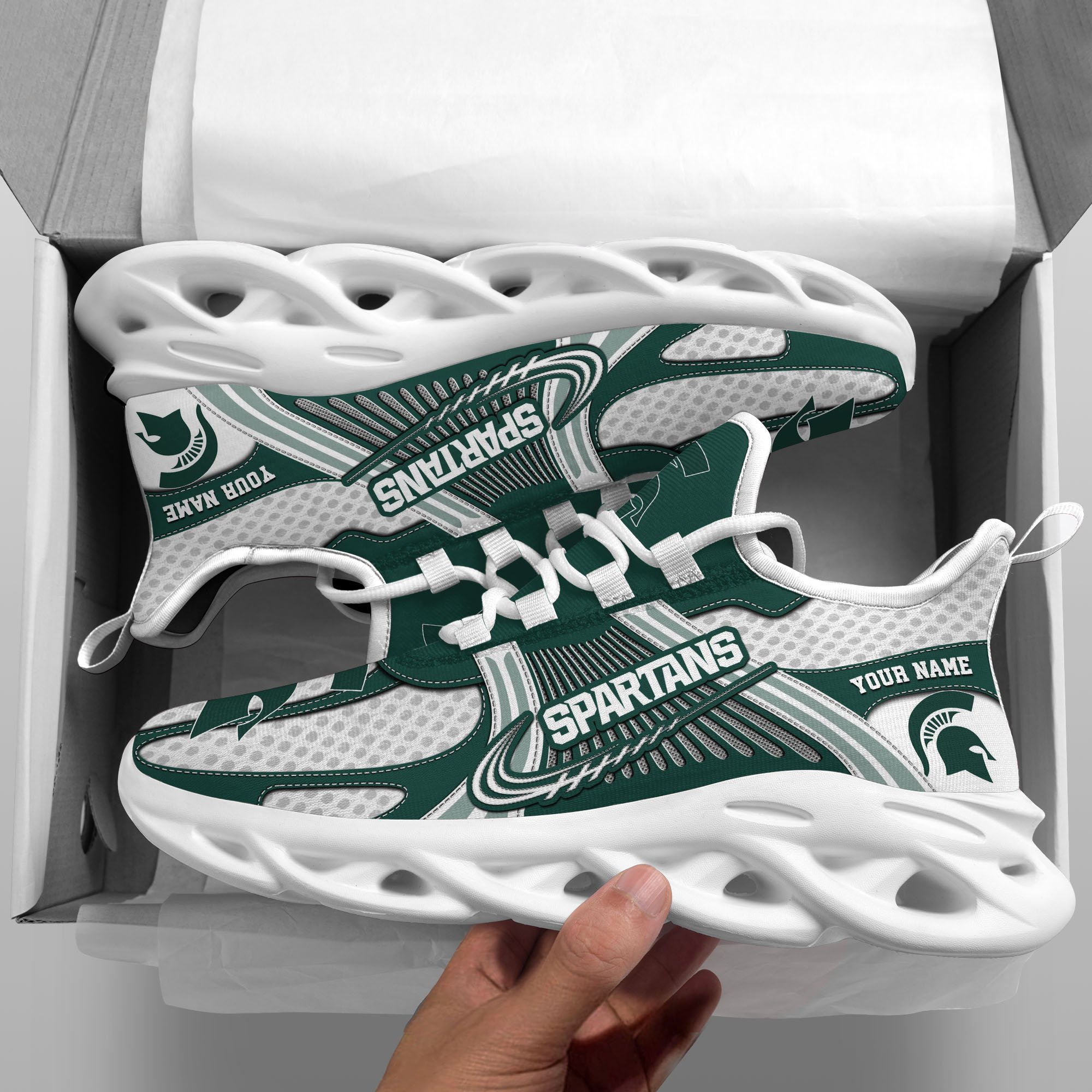 Michigan State Spartans Clunky Sneakers Custom Your Name, Sport Sneakers, Sport Gifts For Fan, Gifts For Him