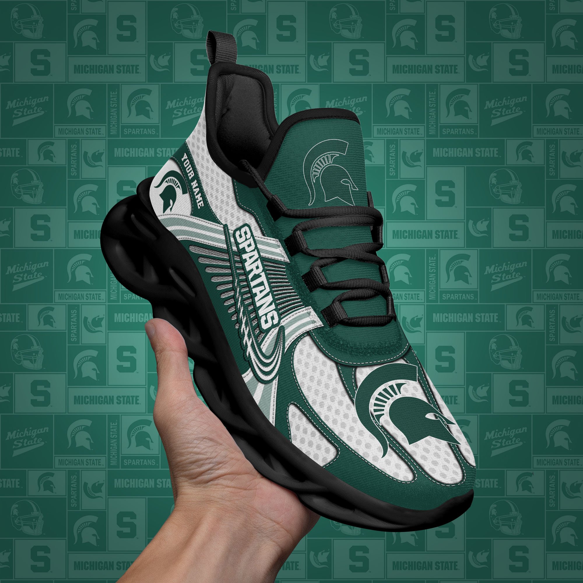Michigan State Spartans Clunky Sneakers Custom Your Name, Sport Sneakers, Sport Gifts For Fan, Gifts For Him