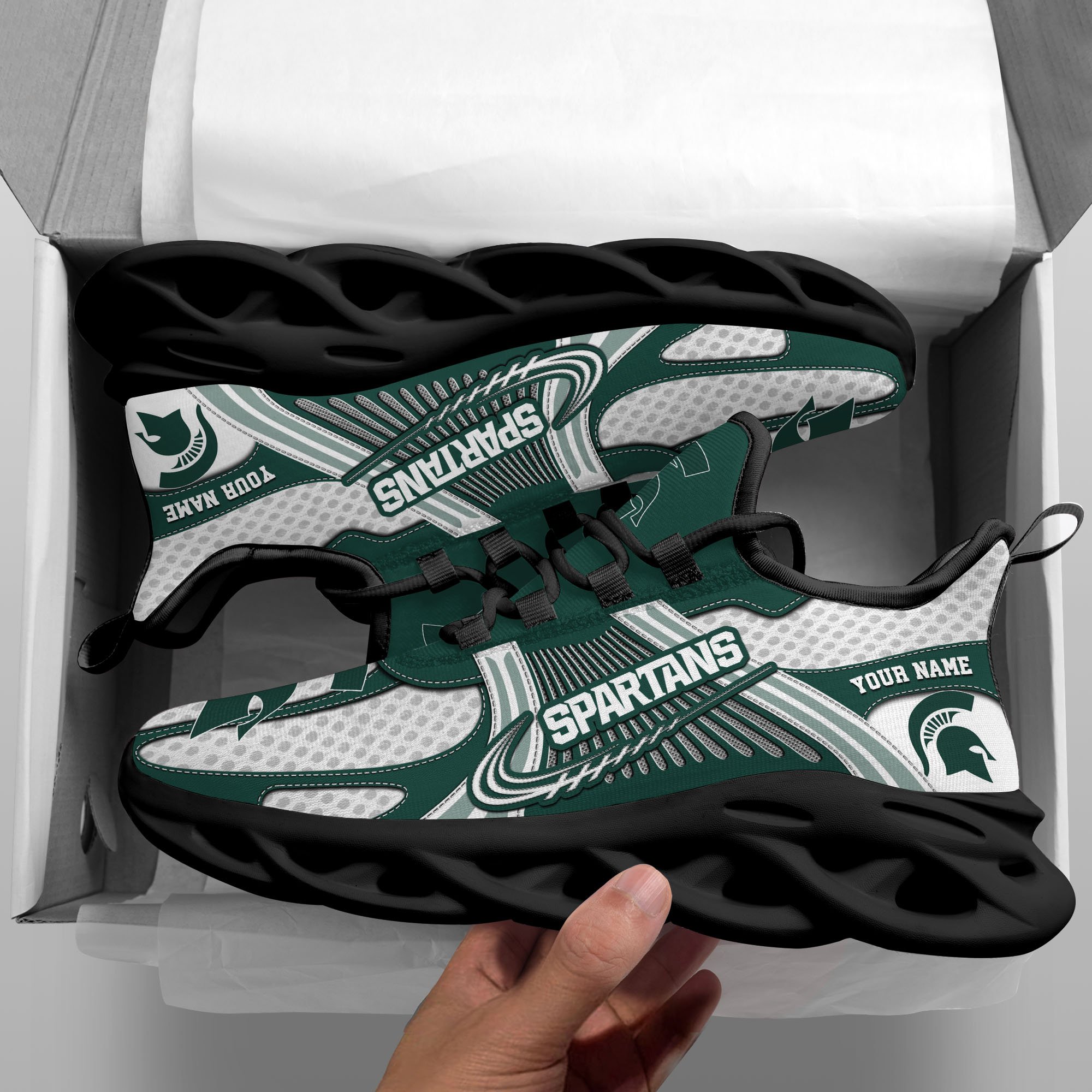 Michigan State Spartans Clunky Sneakers Custom Your Name, Sport Sneakers, Sport Gifts For Fan, Gifts For Him